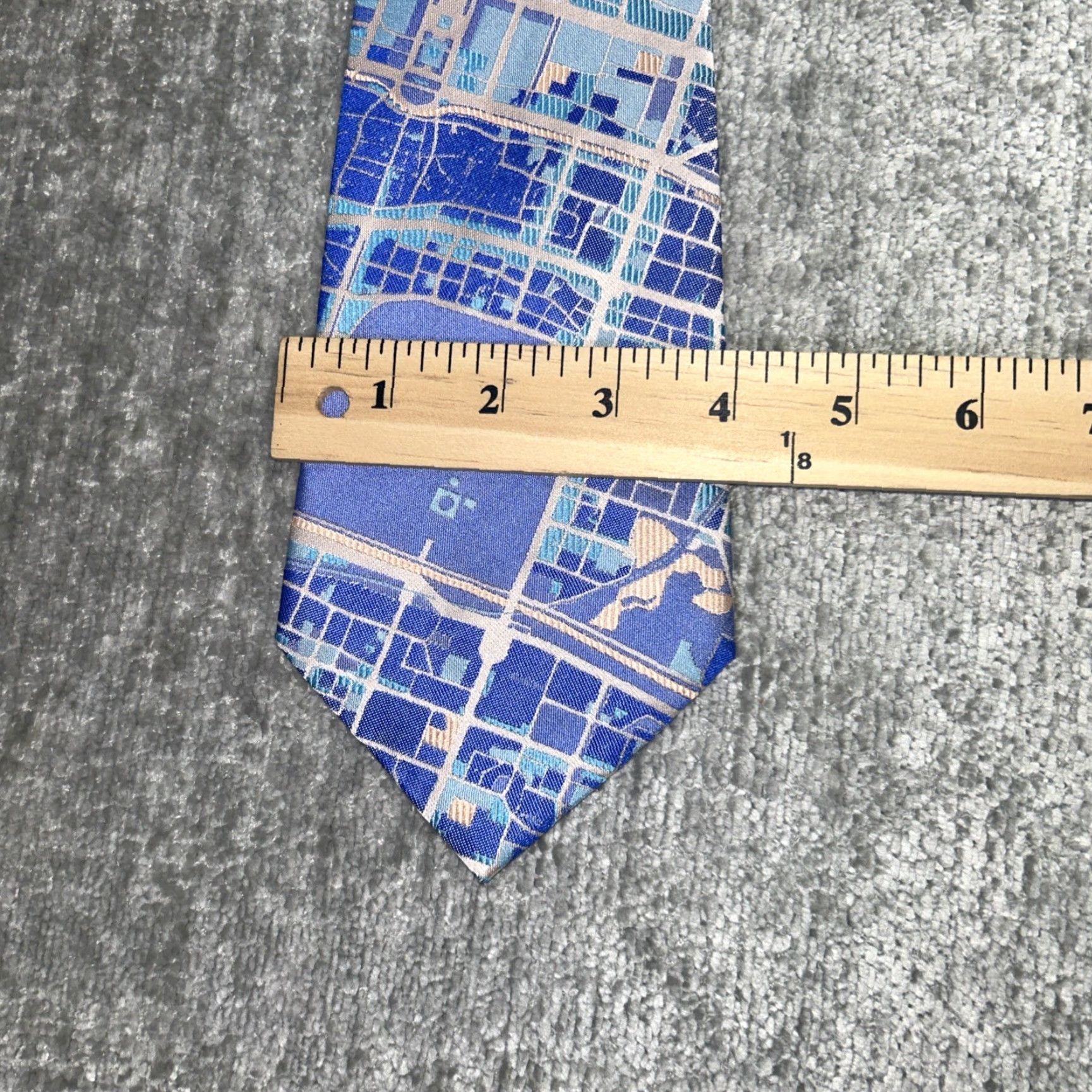 Vintage Deshifeng Neck Tie Blue Abstract Silk Silk Geometric Classic 57"-60" Adjustable Men Tie Size ONE SIZE - 6 Thumbnail