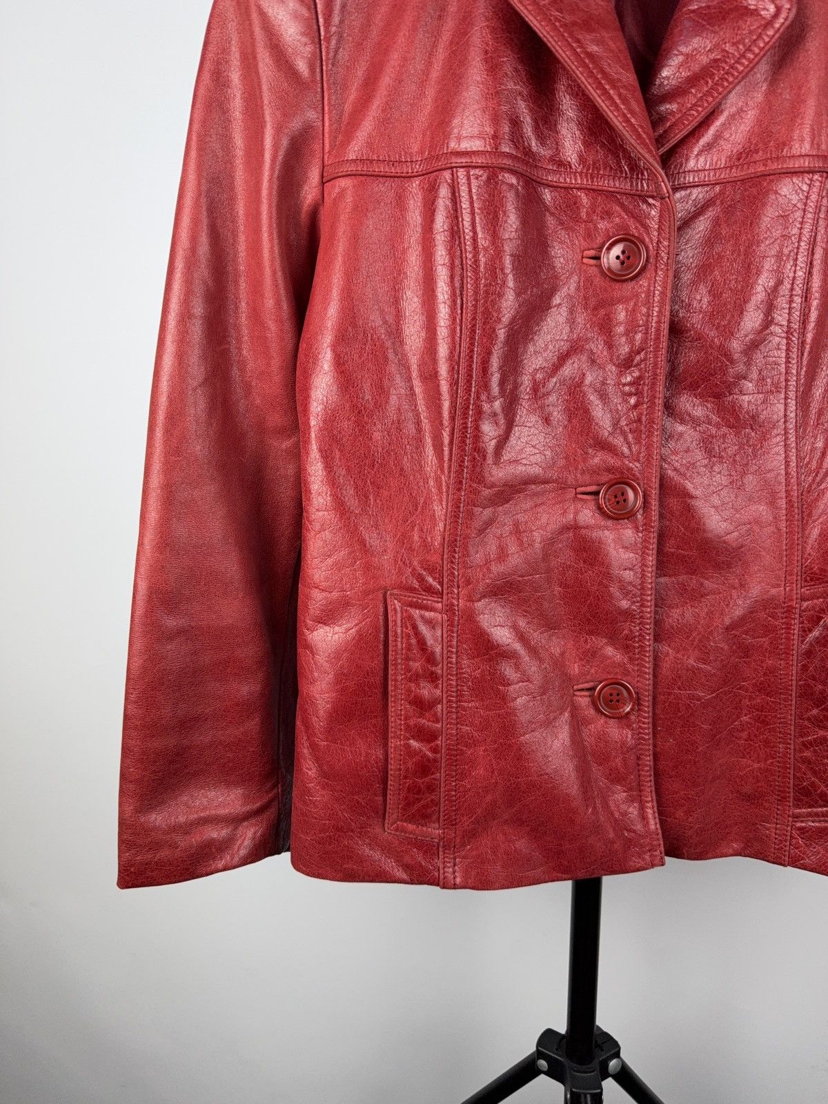 Leather Vintage 90s Avant Garde Leather Biker MOTO Y2K Jacket Size S / US 4 / IT 40 - 3 Thumbnail