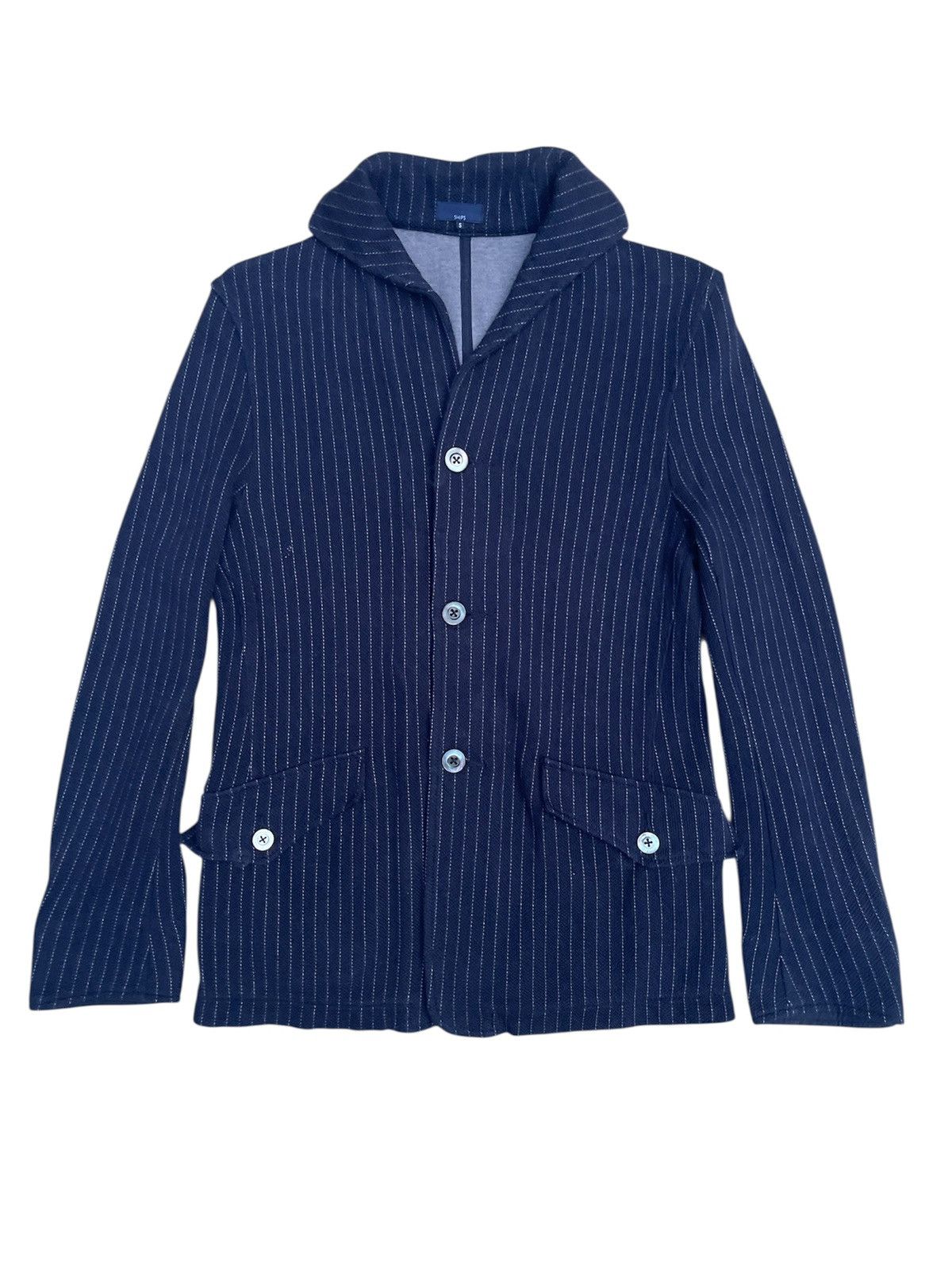 Japanese Brand Vintage SHIPS Navy Pinstripe Shawl Collar Jacket - Size S Size US S / EU 44-46 / 1 - 1 Thumbnail
