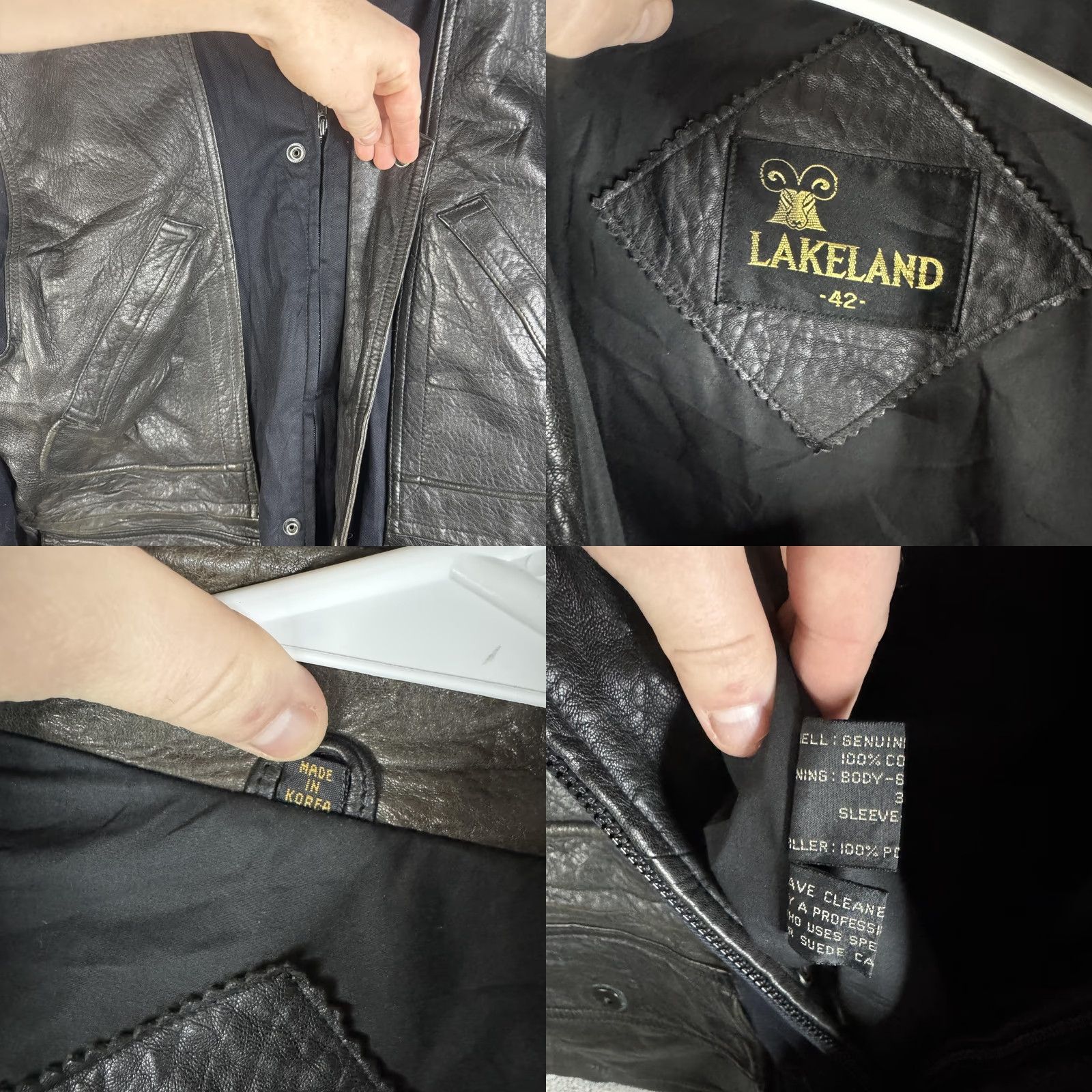 Vintage VINTAGE Lakeland Coat Men 42 Black Leather Canvas Insulated Outdoor Pockets Full Zip 2-Fabric Field-Style Coat Mens Size US XS / EU 42 / 0 - 8 Thumbnail