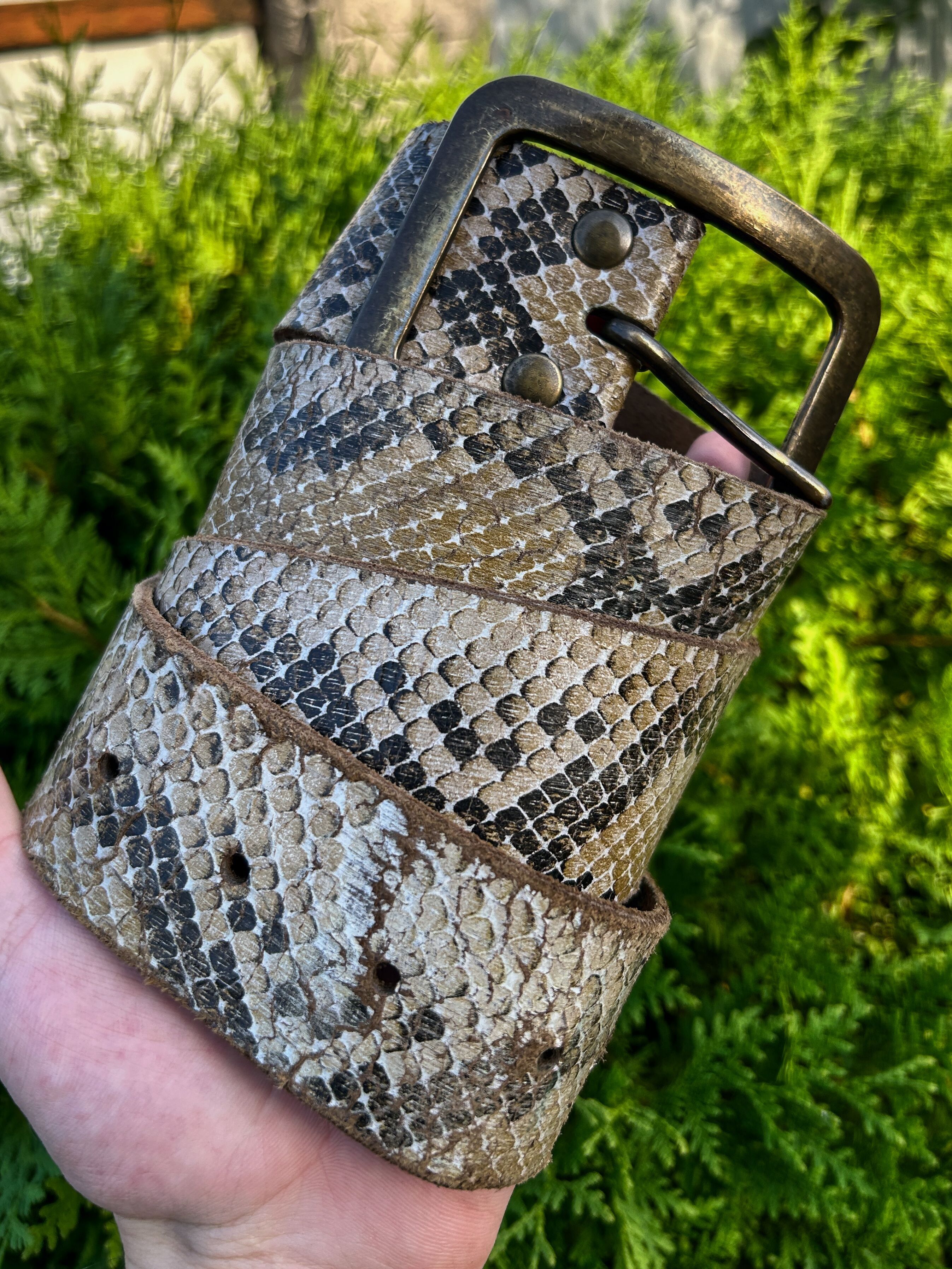 Other Vintage Japanese Kapital Style Leather Crocodile Belt 90s Size ONE SIZE - 3 Thumbnail