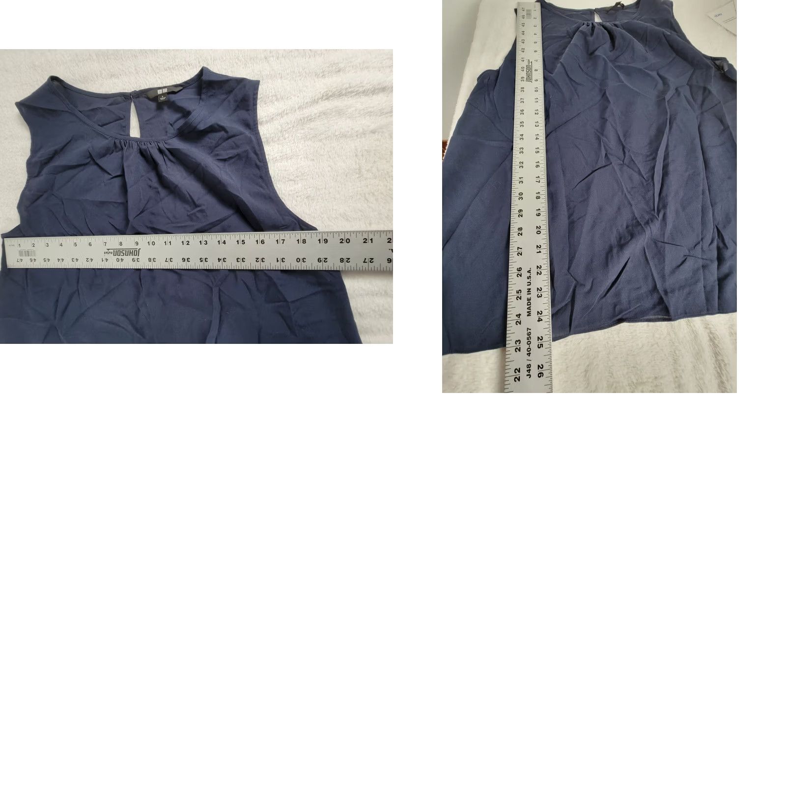 Uniqlo Uniqlo Navy Blue Sleeveless Chiffon Blouse Top Large Casual Pleats Women’s Shirt Size L / US 10 / IT 46 - 8 Thumbnail
