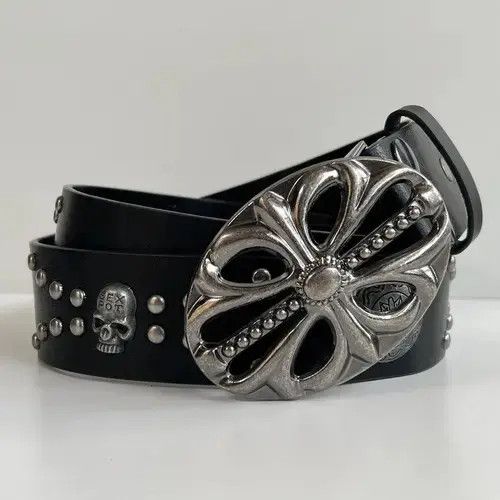 Other y2k 2000s vintage skeleton cross studded goth emo black belt Size ONE SIZE - 3 Thumbnail