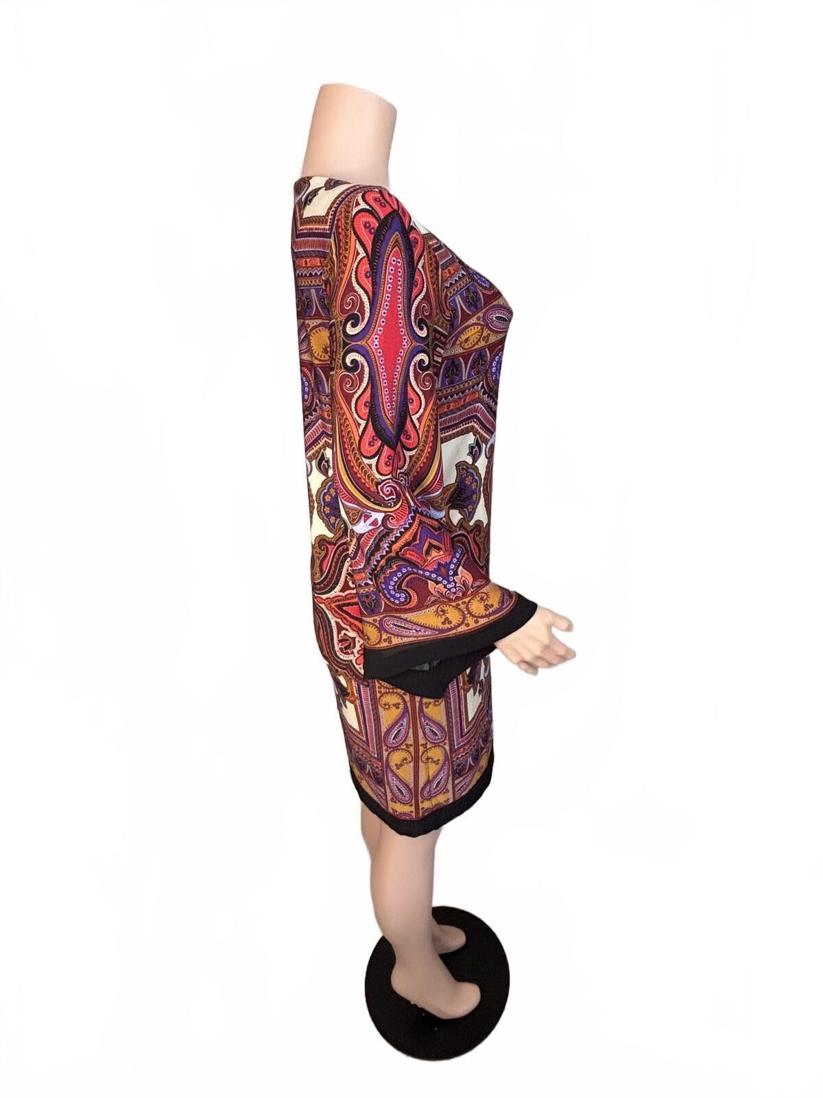 Other Emma Michele Vintage Style Paisley Long Sleeve Dress. M. Size M / US 6-8 / IT 42-44 - 6 Thumbnail