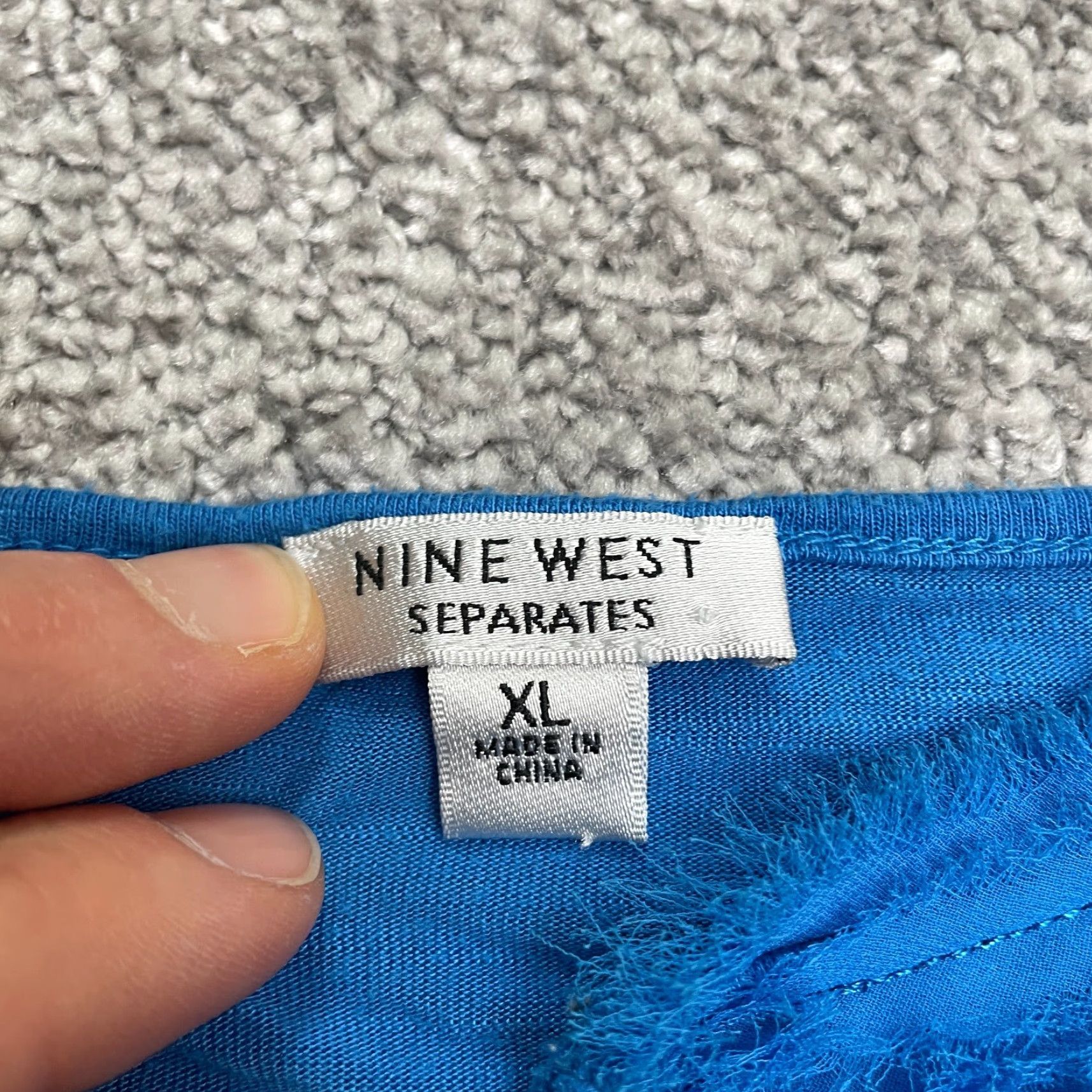 Nine West Nine West Blouse Womens XL Solid Blue V-neck Long Sleeve Casual Soft Stretch Top Size XL / US 12-14 / IT 48-50 - 5 Thumbnail