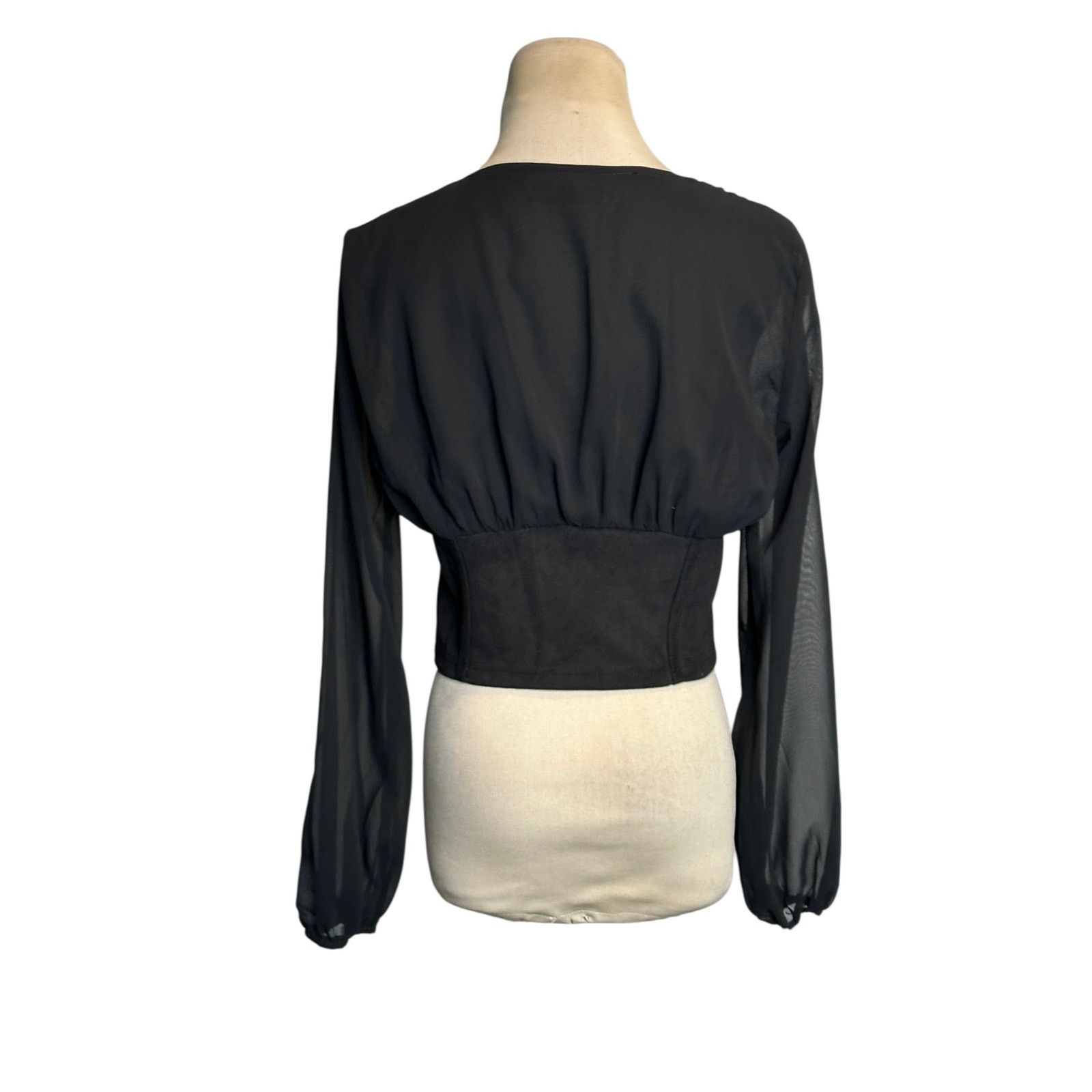 Shein Shein black semi sheer long sleeves blouse size Small Size S / US 4 / IT 40 - 8 Thumbnail
