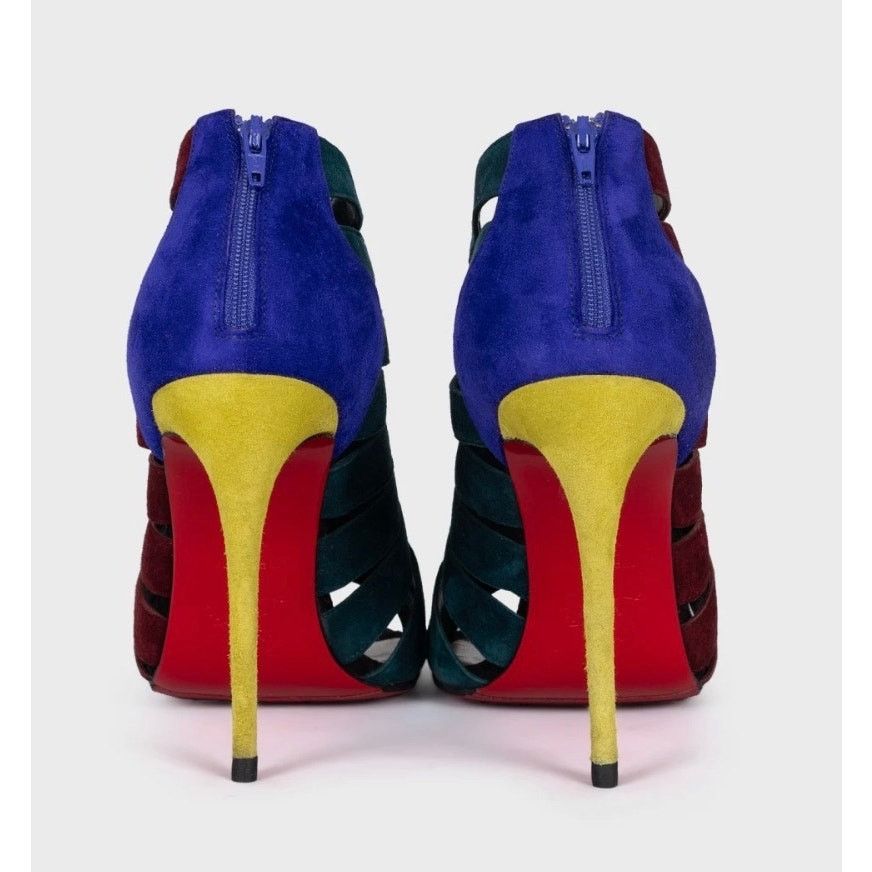 Christian Louboutin Christian Louboutin Multicolor Suede Heels - Sz.38.5 Size US 7.5 / IT 37.5 - 4 Thumbnail
