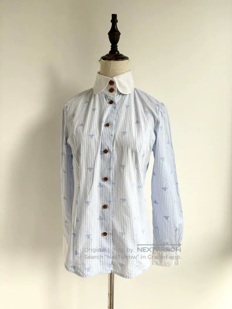Vivienne Westwood Vintage Blue Striped Saturn Printed Shir