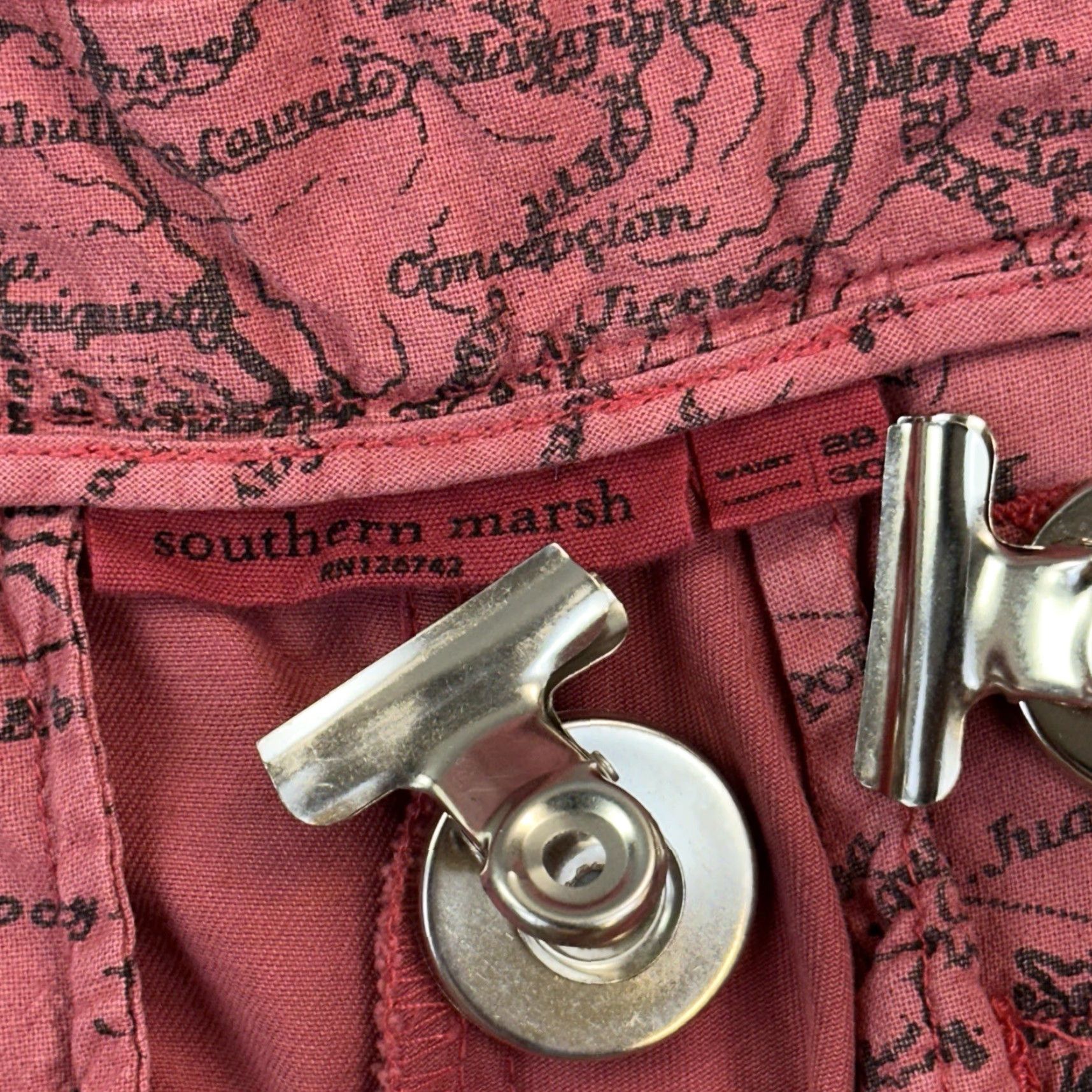 Vintage Southern Marsh Seawash Pants Mens 28x30 Red Twill Flat Front Chino Preppy Size US 28 / EU 44 - 7 Thumbnail