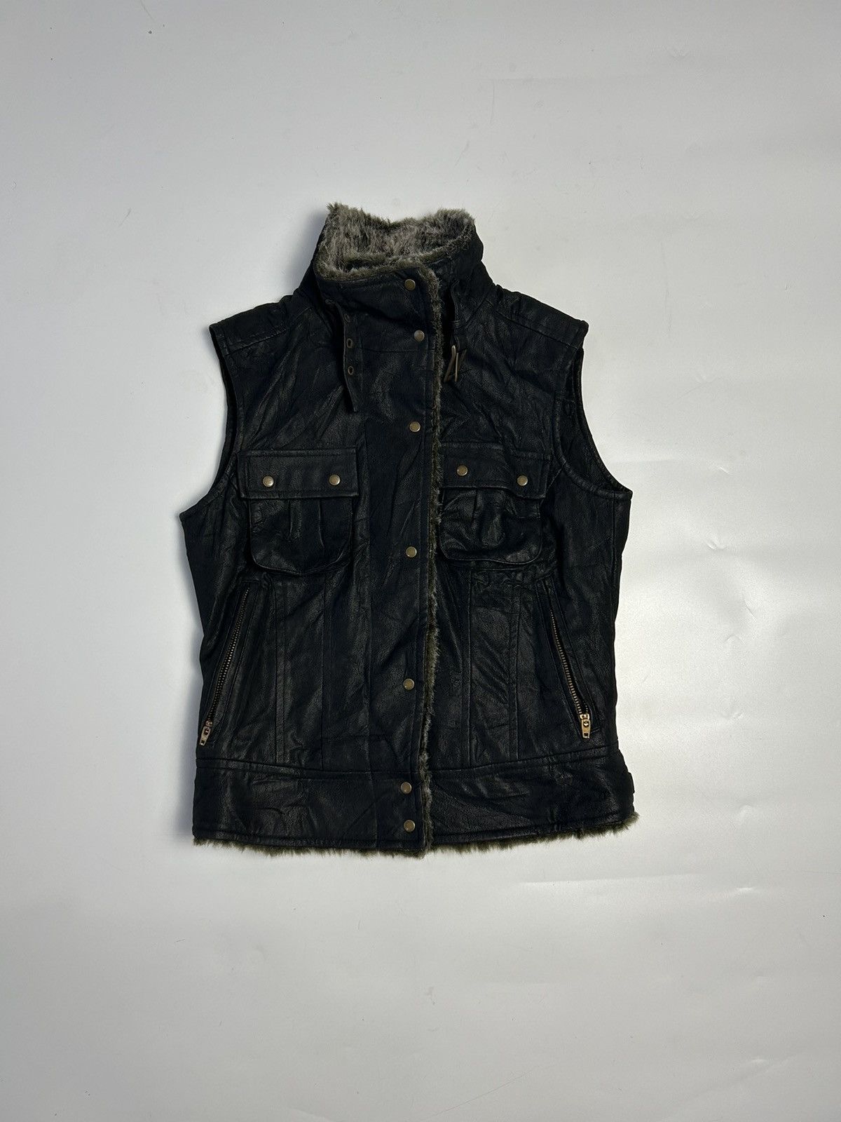 Japanese Brand LEATHER VEST WITH FUR INSIDE LINING Size XS / US 0-2 / IT 36-38 - 2 Thumbnail