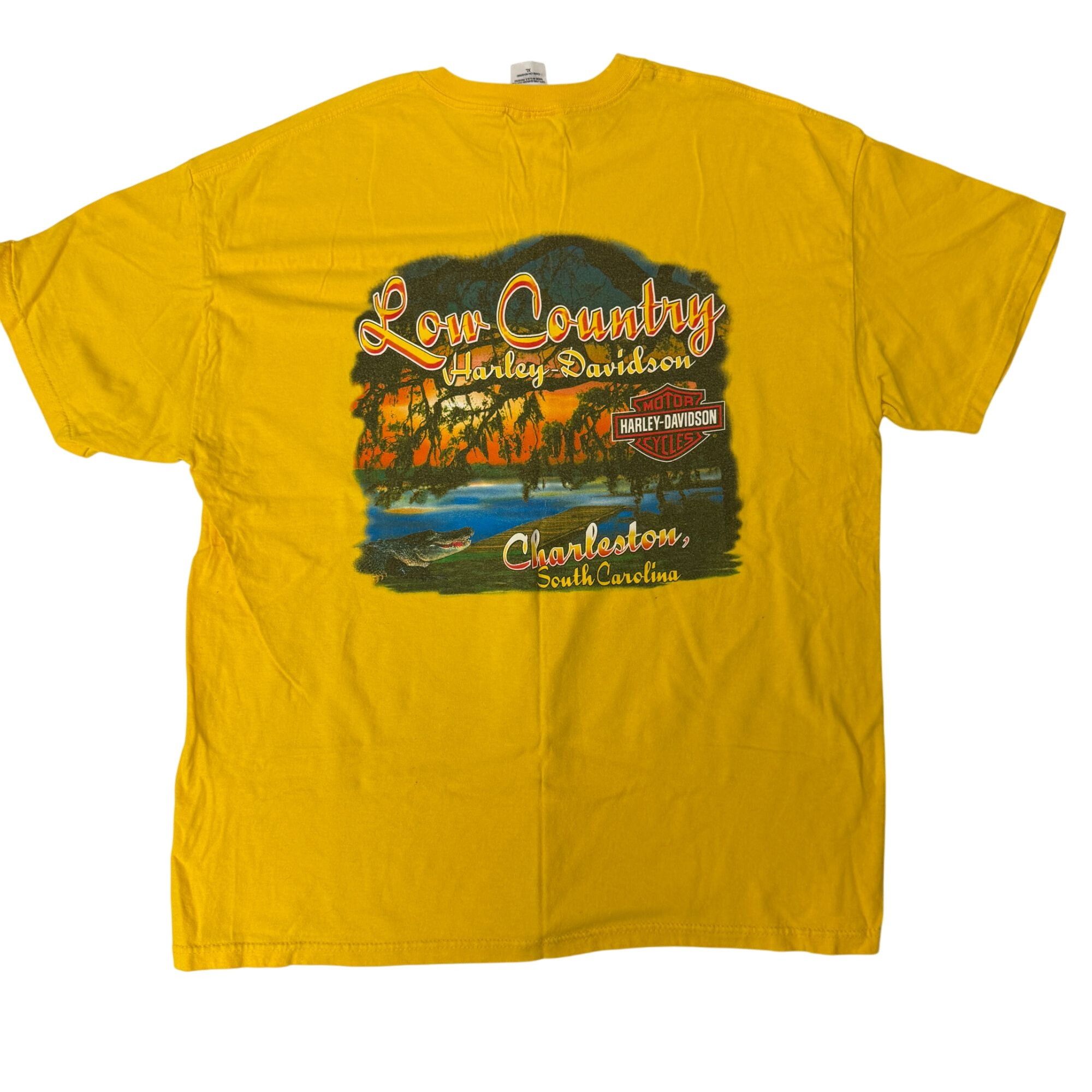 Harley Davidson Low Country Charleston SC SWAMP GATORS SUNSET Biker T Shirt Size US XL / EU 56 / 4 - 12 Thumbnail