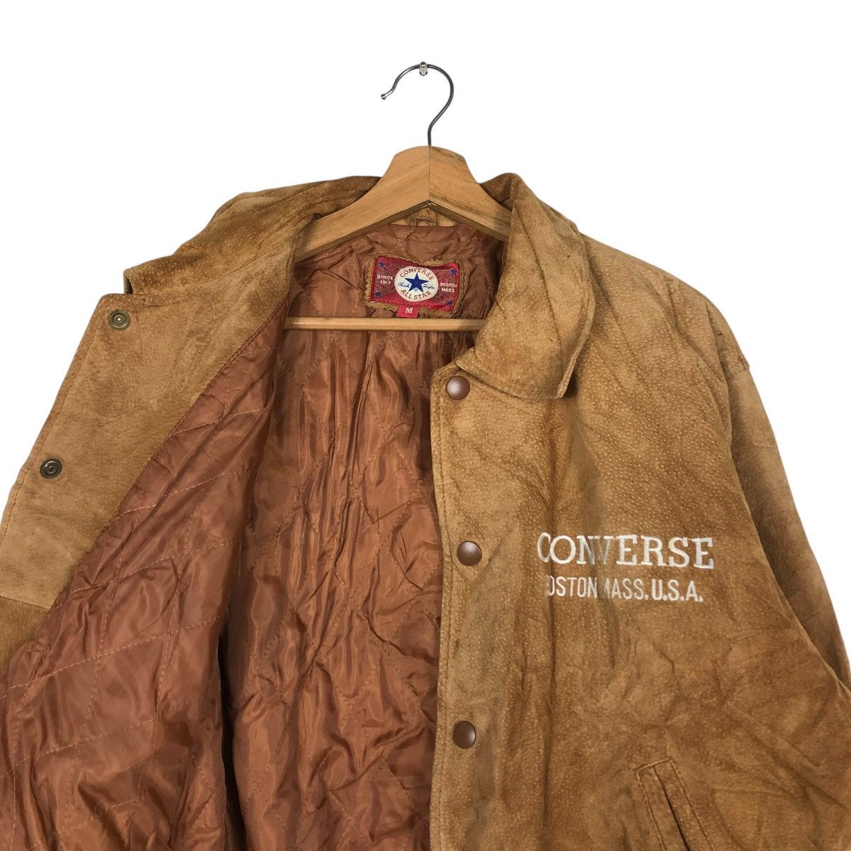 Converse 🔥VINTAGE BOMBER LEATHER JACKET CONVERSE ALL STAR BIG LOGO Size US M / EU 48-50 / 2 - 14 Thumbnail