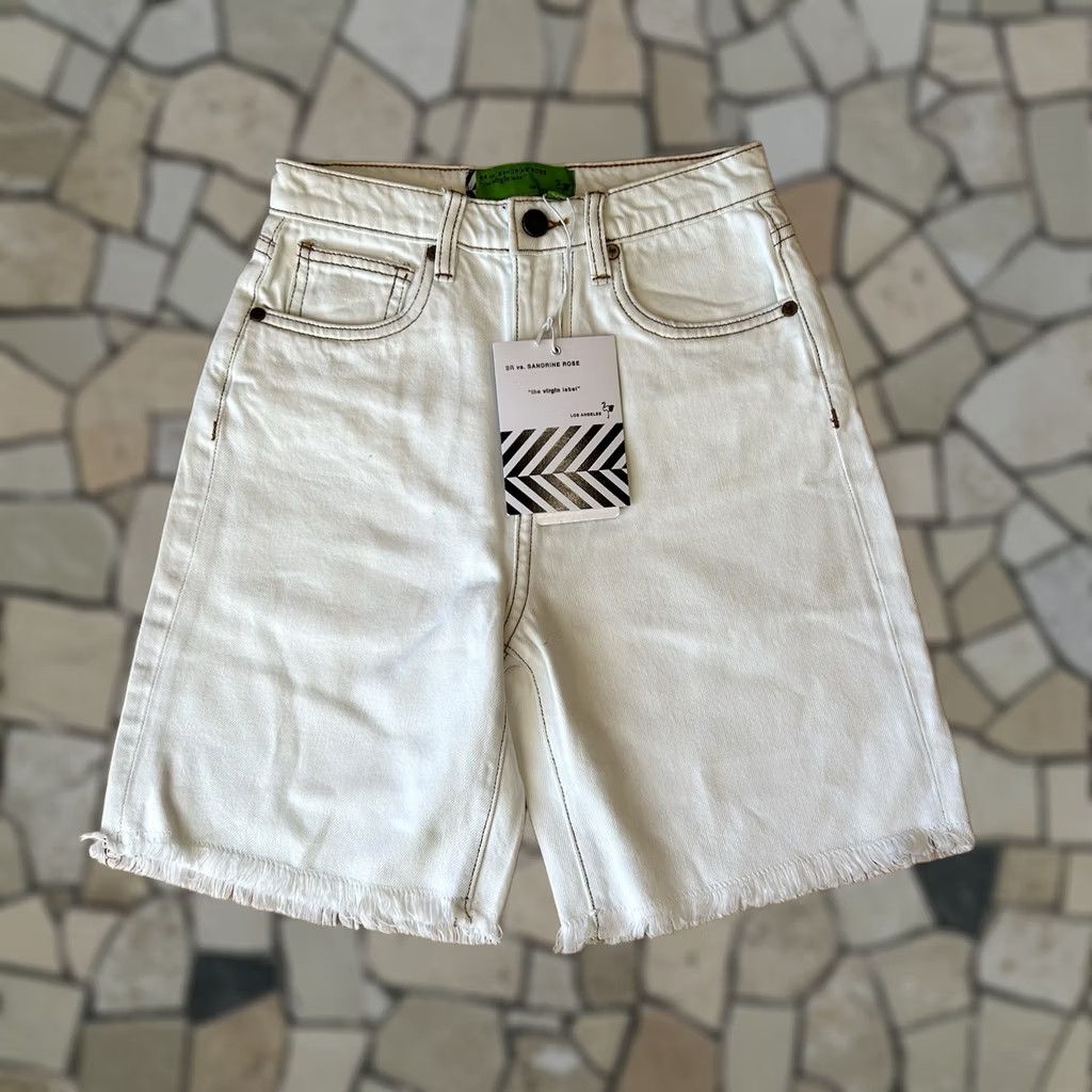 Free People VINTAGE SR vs Sandrine Rose The Virgin Label White Denim Bermuda Shorts Women’s 24 Size 42" / US 20 - 1 Thumbnail