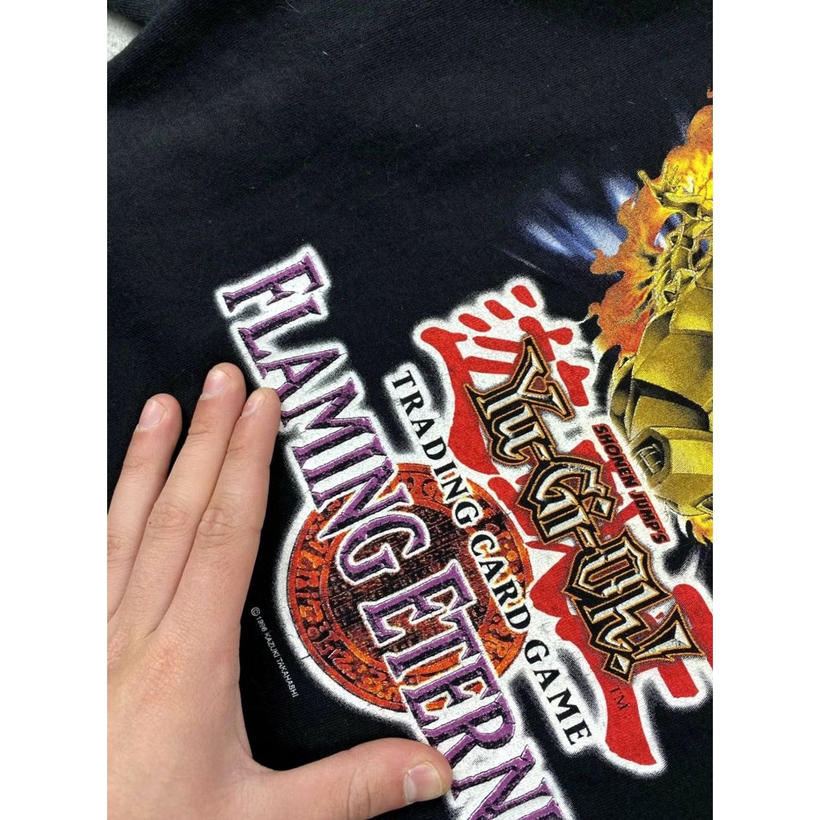 Vintage VINTAGE Yu-Gi-Oh! Flaming 1996 Eternity T-Shirt Men XL Black shirt Shortsleeve Crew Neck Graphic Print Size US XL / EU 56 / 4 - 6 Thumbnail
