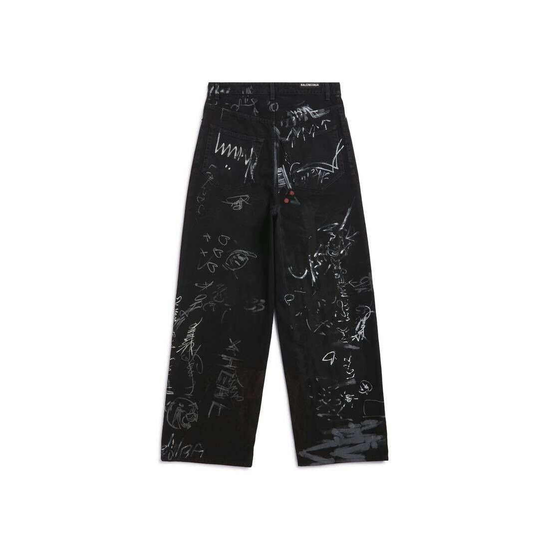 Balenciaga o1mt1gz0325 Graffiti Baggy Pant in Black Size 26" / US 2 / IT 38 - 2 Thumbnail