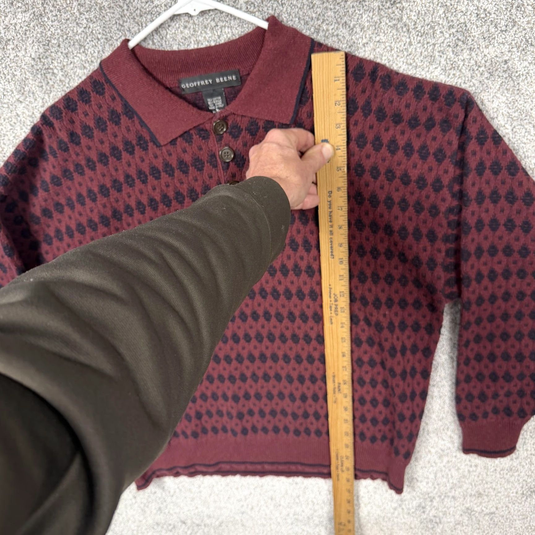 Geoffrey Beene VINTAGE Geoffrey Beene Sweater Mens L Red Argyle Dark Academia Italy Made Size US L / EU 52-54 / 3 - 2 Thumbnail