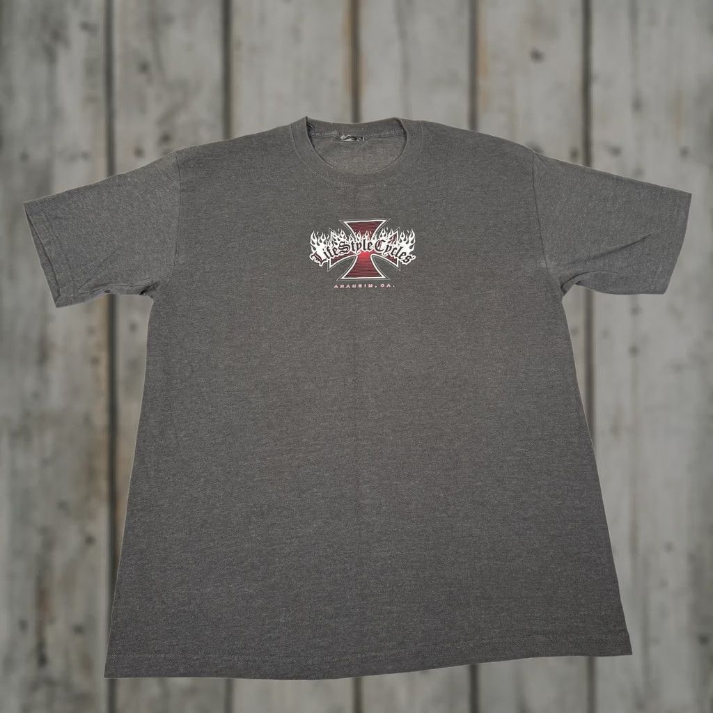 Vintage Vintage Shirt Mens Large Gray West Coast Choppers Flames Tribal Biker Surf Y2K Shirt T-Shirt Graphic Print Size US L / EU 52-54 / 3 - 1 Thumbnail