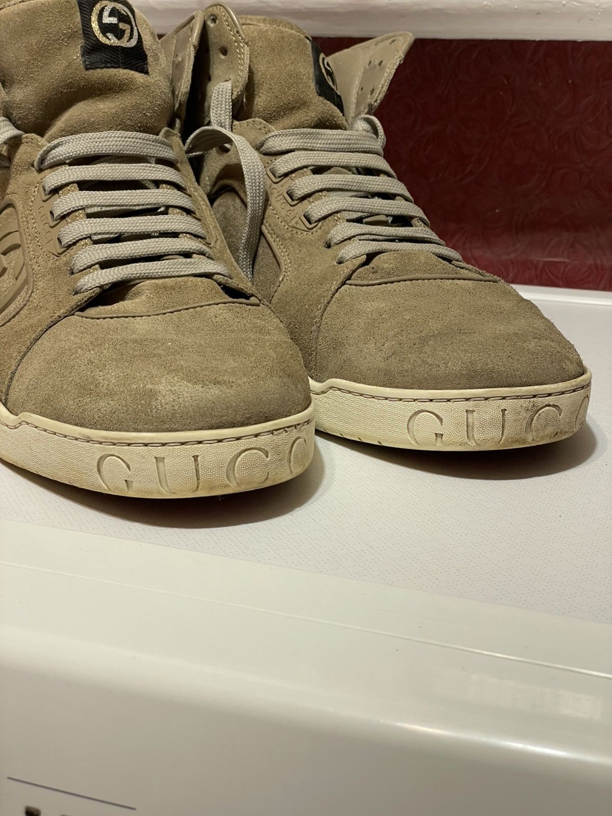 Gucci high-top suede sneakers from the Italian fashion house Gucci Size US 12 / EU 45 - 7 Thumbnail