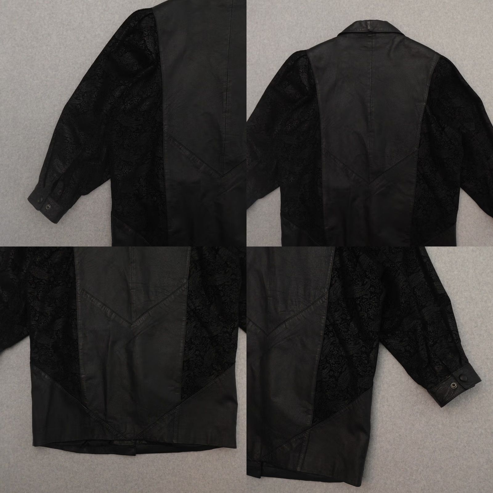 Vintage VTG Wilsons Leather Coat Jacket Womens L Puff Paisley Sleeves Black Size L / US 10 / IT 46 - 9 Thumbnail