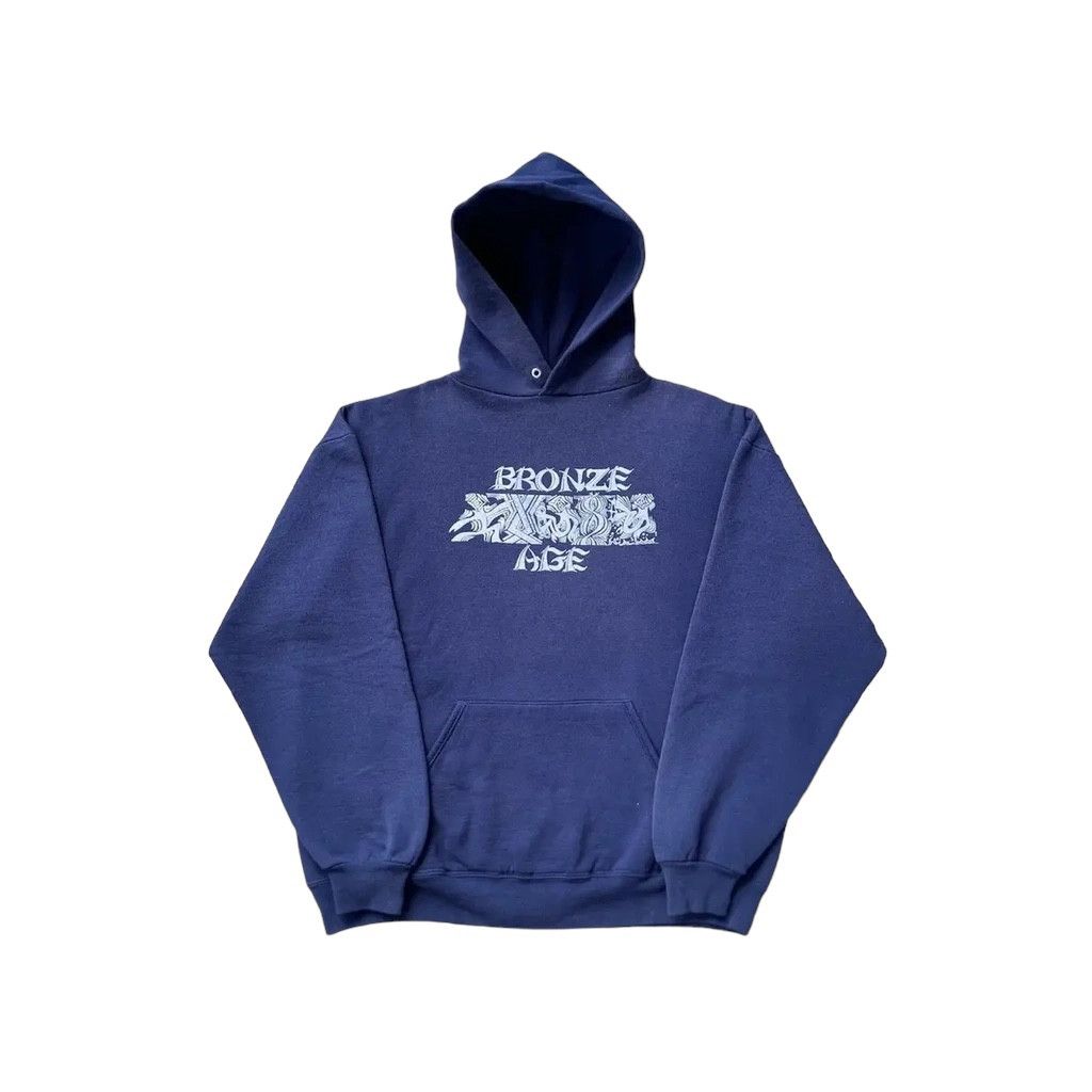 image of Skategang x Vintage Bronze Age Skateboards Hoodie in Faded Blue, Men's (Size XL)
