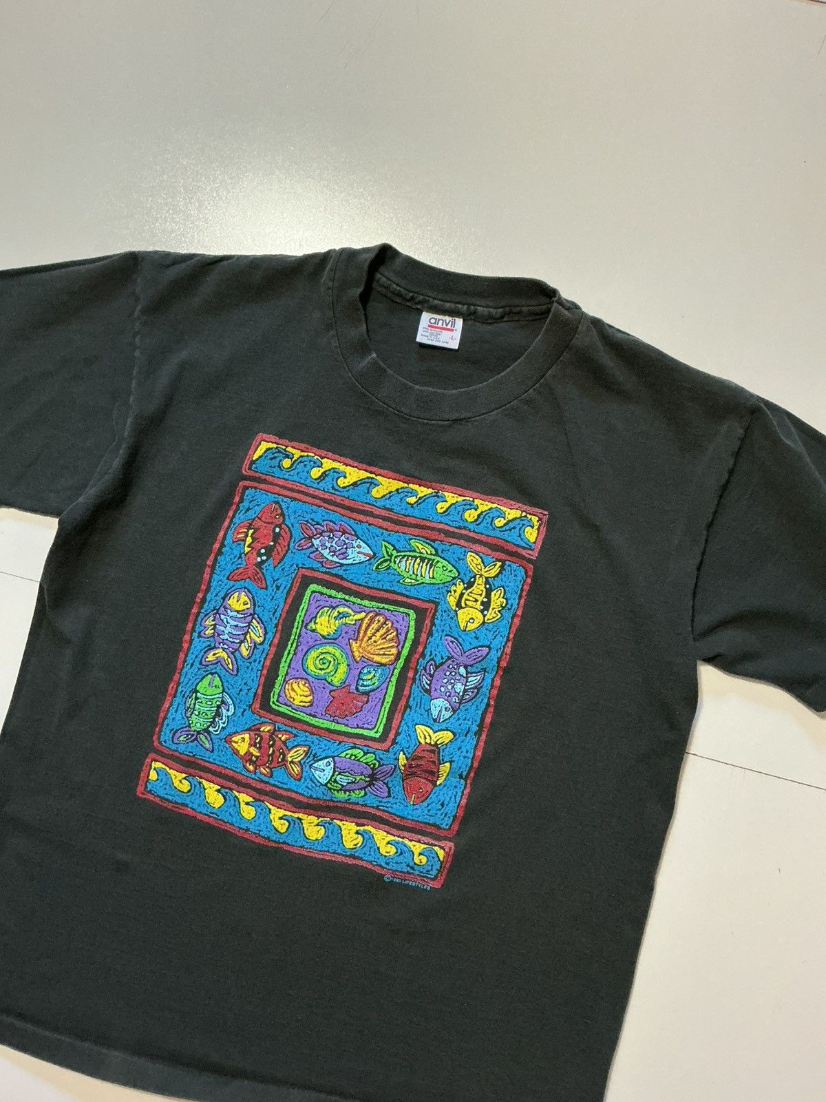 Vintage Vintage 1993 Lifestyles Fish Seashells Sea Ocean T-Shirt Size US L / EU 52-54 / 3 - 3 Thumbnail