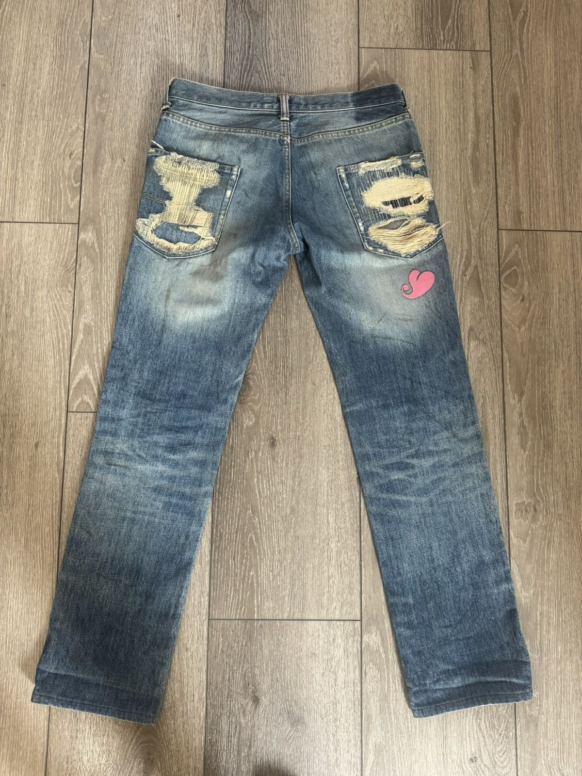 Japanese Brand × Undercover Underdover Hearts Denim AW05 Size US 30 / EU 46 - 2 Thumbnail