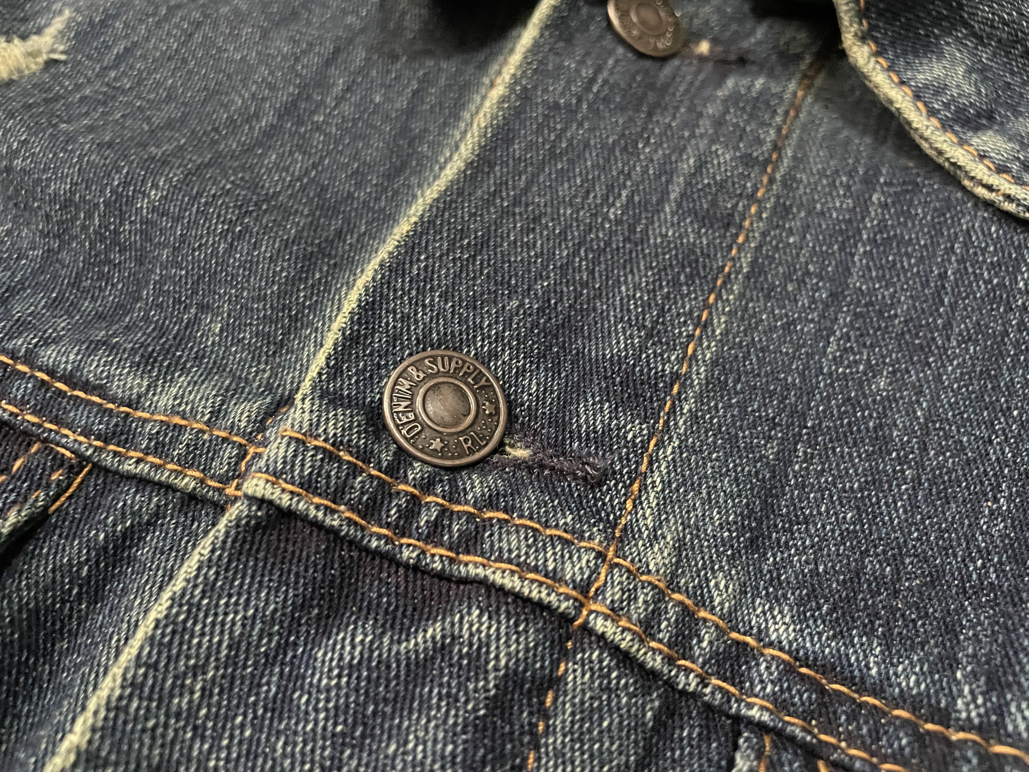 Denim & Supply Ralph Lauren Denim Trucker Jacket - American Flag Damage Patch Size US L / EU 52-54 / 3 - 7 Thumbnail