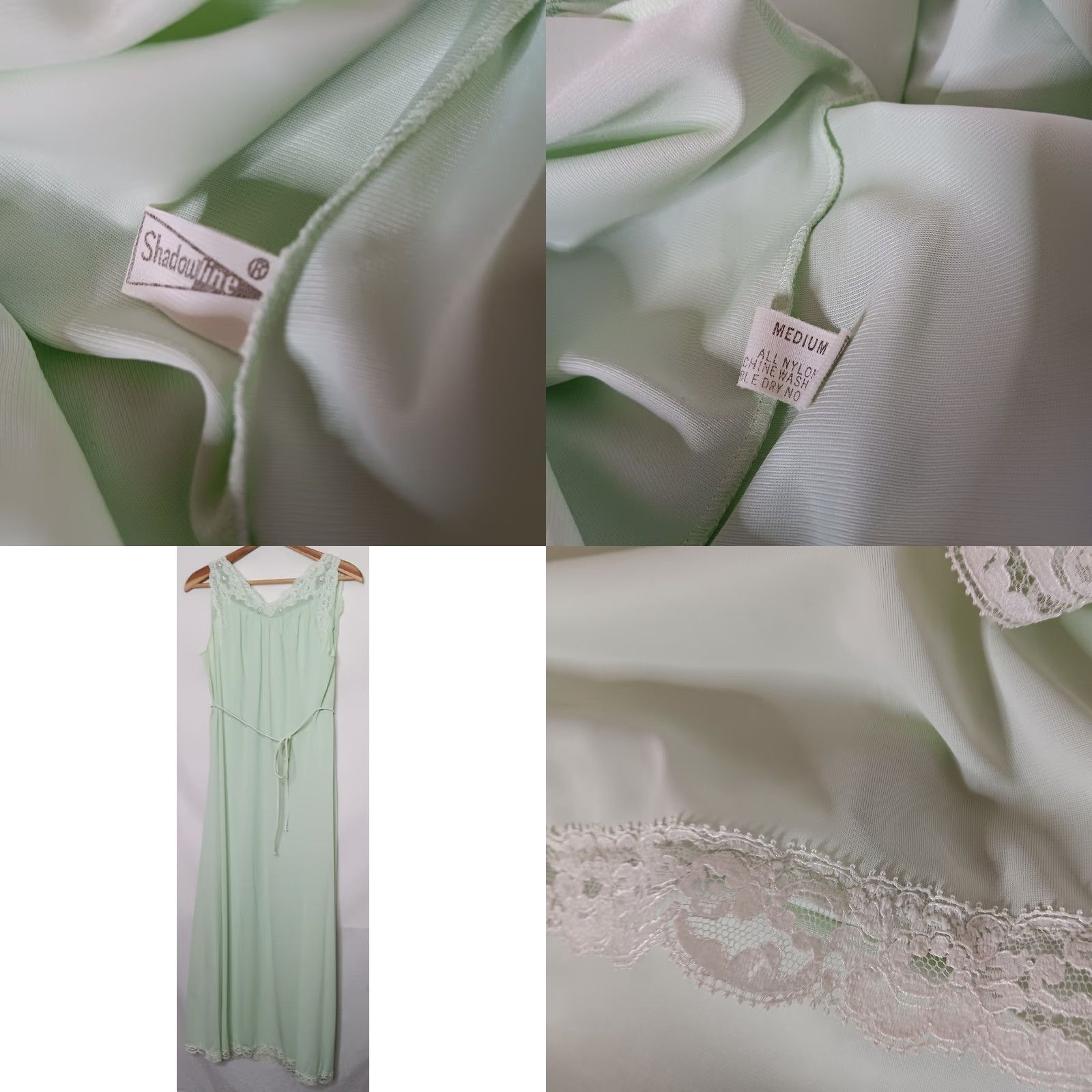 Vintage VINTAGE Shadowline Shadowline Peignoir Nightgown Set Medium 2 Piece Long Green Lace Sexy Vintage Nightgown Green Maxi Eveningwear Intimates Womens Size ONE SIZE - 9 Thumbnail