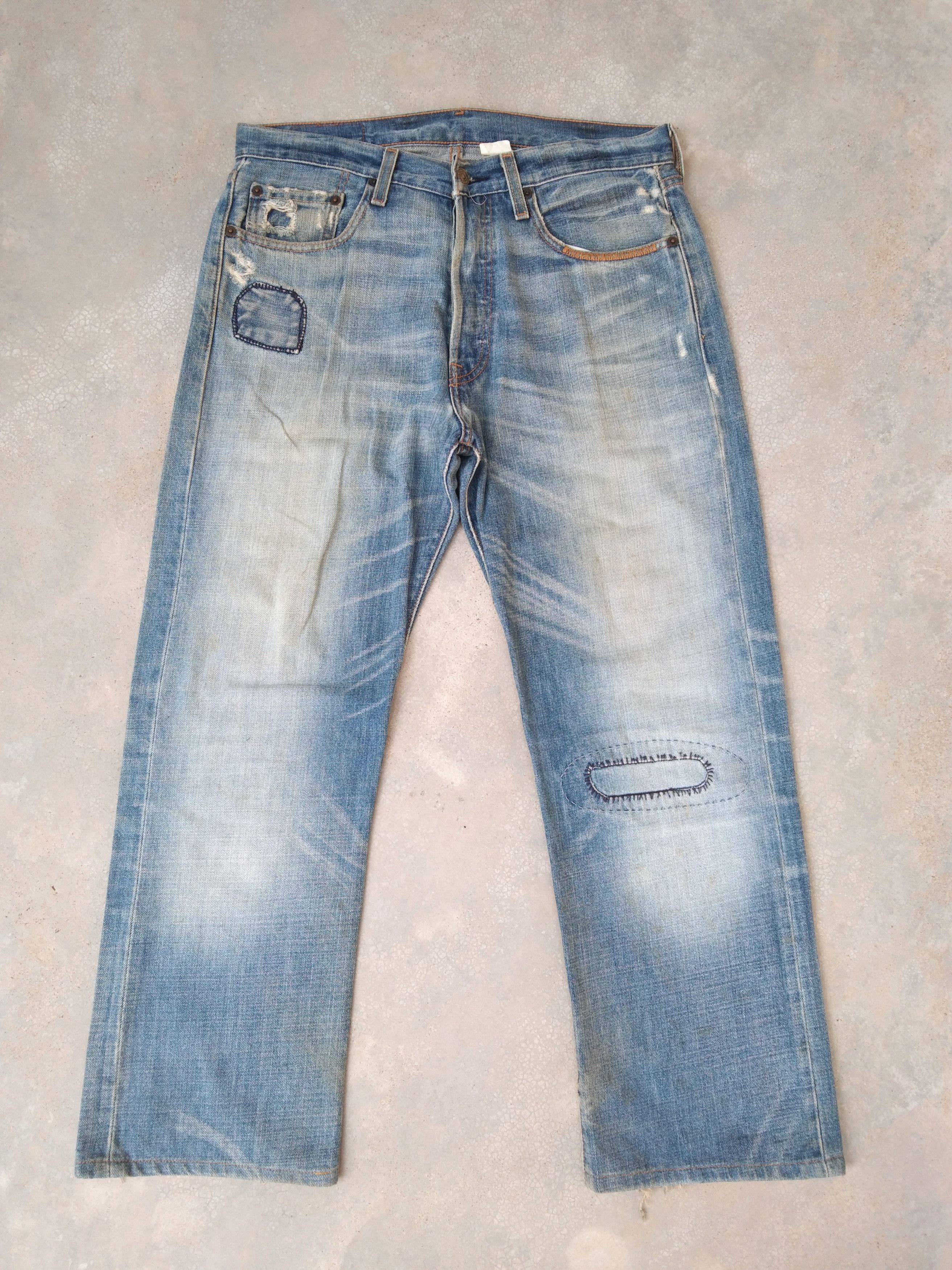 image of Levis x Vintage Levi's 501 Distressed Jeans 32X28 in Blue, Men's