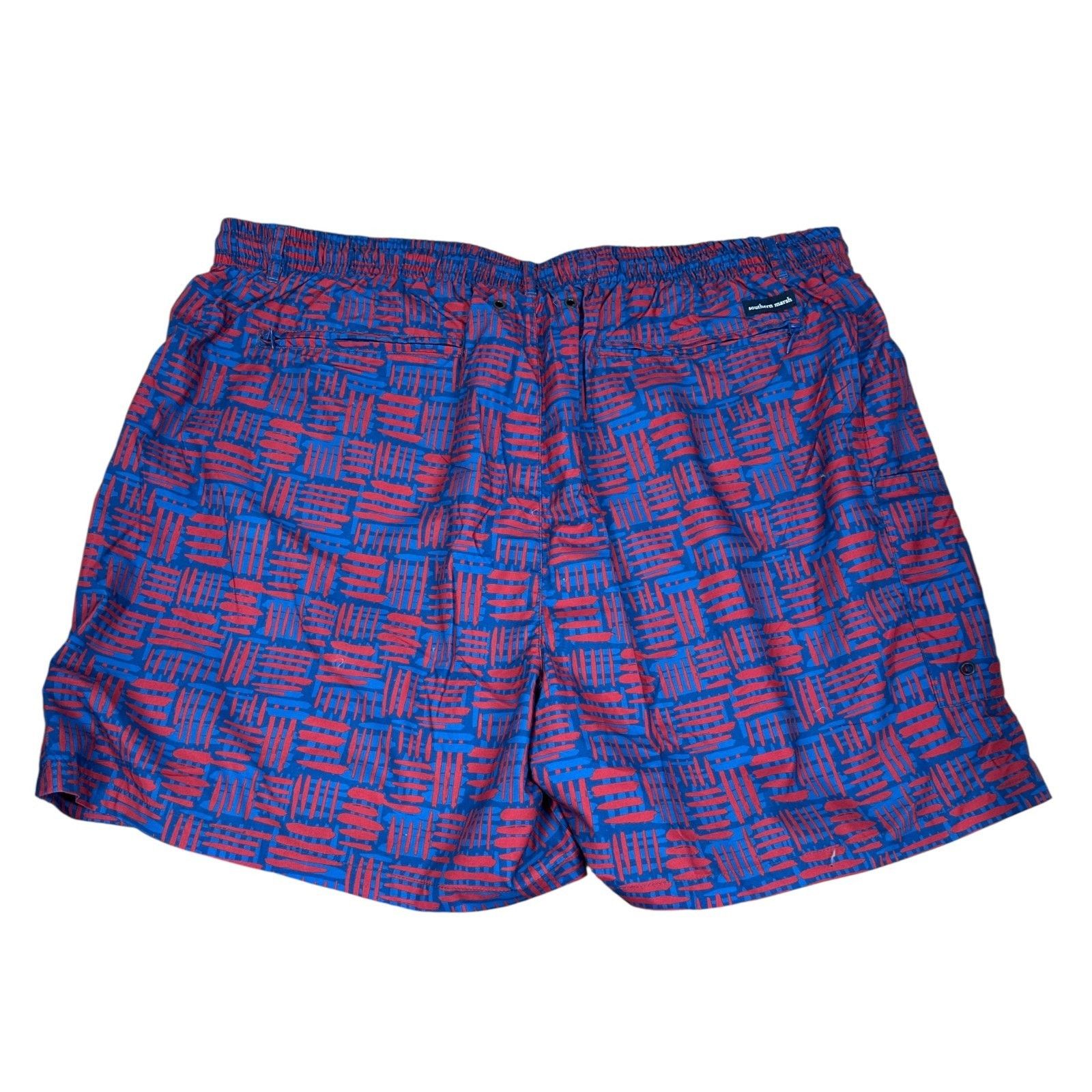 Southern Marsh Southern Marsh Swim Trunks Shorts Mens 3X Red Blue Geometric Size US 44 / EU 60 - 2 Thumbnail