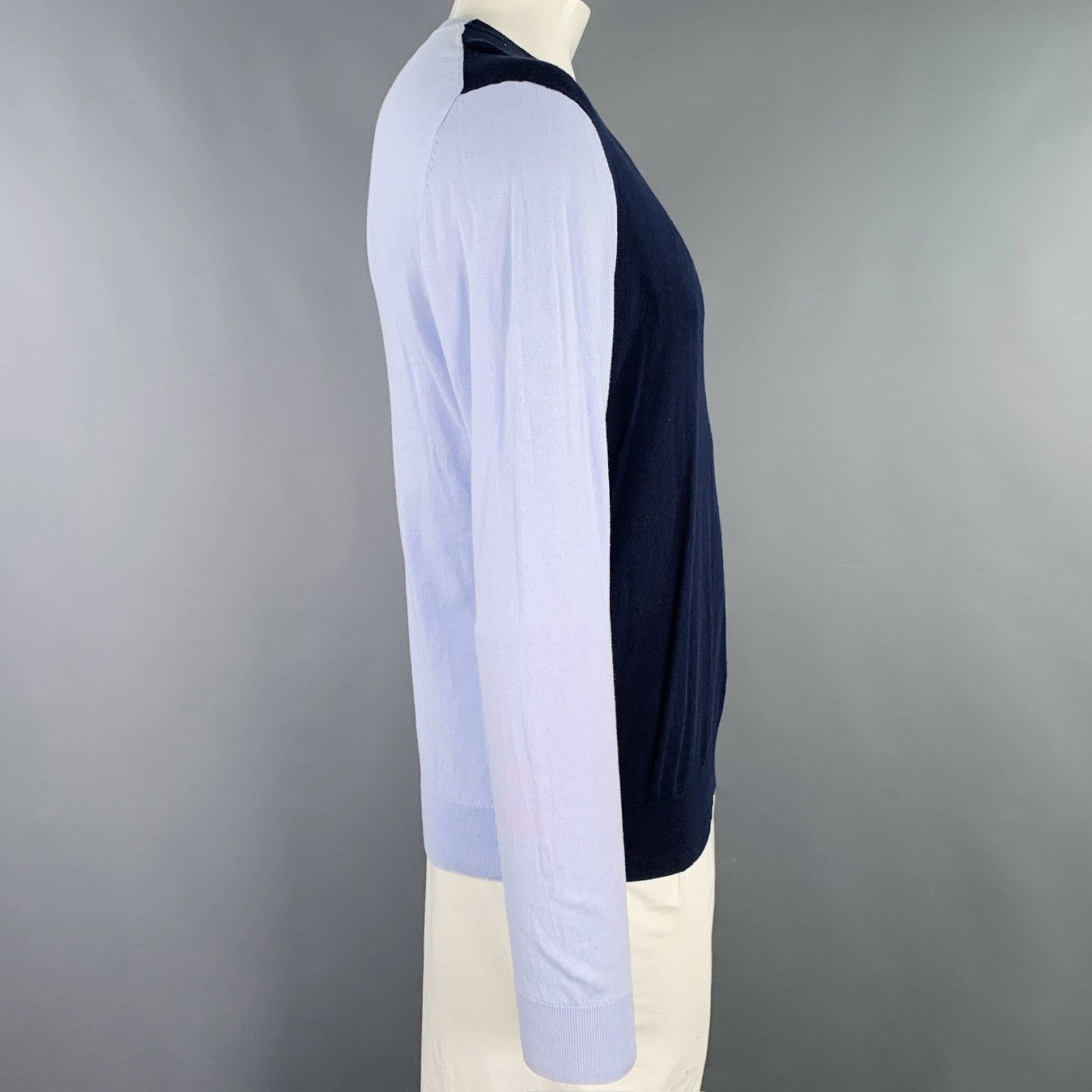 Paul Smith Size XL Navy Light Blue Two Toned Cotton Crew Neck Pullover Size US XL / EU 56 / 4 - 2 Thumbnail