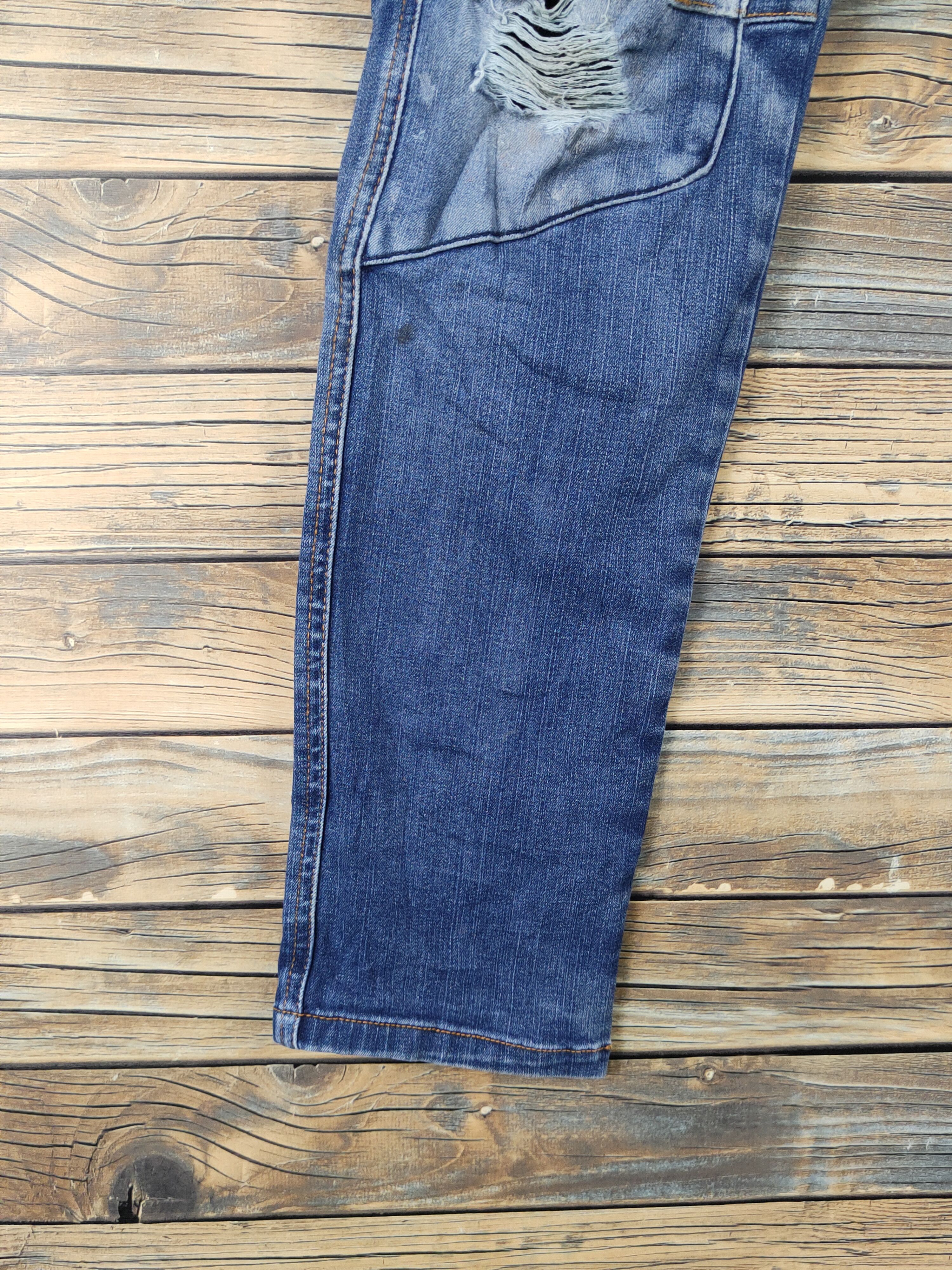 Japanese Brand I'z Frontier Dark Blue Distressed Ripped cargo Jeans #W1968 Size US 31 - 4 Thumbnail