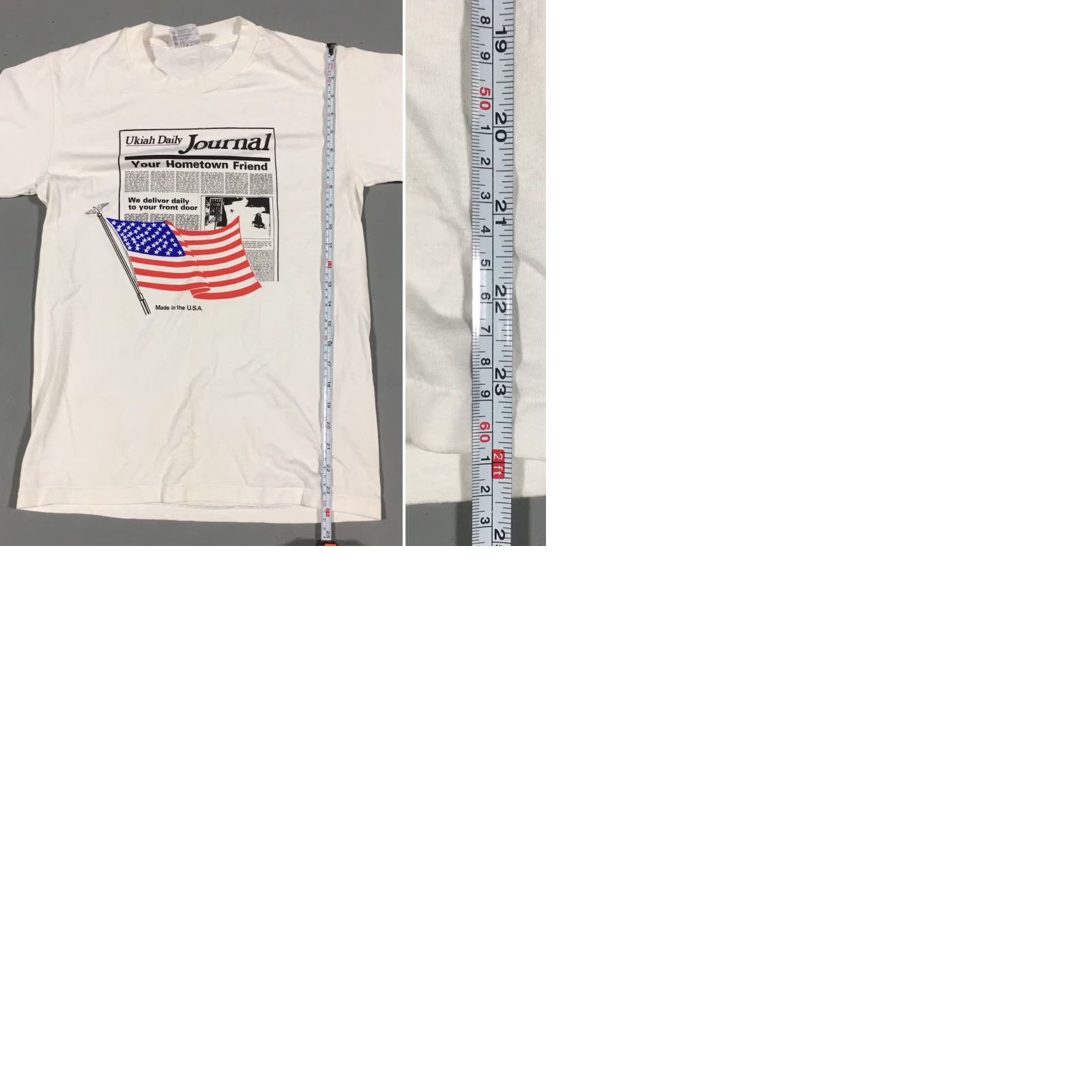 Hanes VINTAGE Hanes T-Shirt Graphic Tee White Short Sleeve S Made In USA American Flag Mens Size US S / EU 44-46 / 1 - 9 Thumbnail