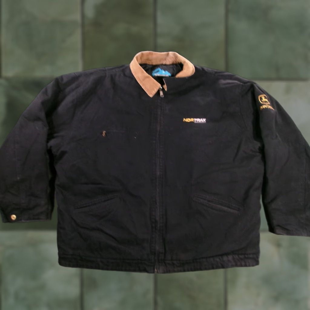 John Deere John Deere Jacket 2XL Black Brown Quilted Mens Chore Workwear Canvas Nor Trax Tri-Mountain﻿ Jacket** Size US XXL / EU 58 / 5 - 1 Thumbnail
