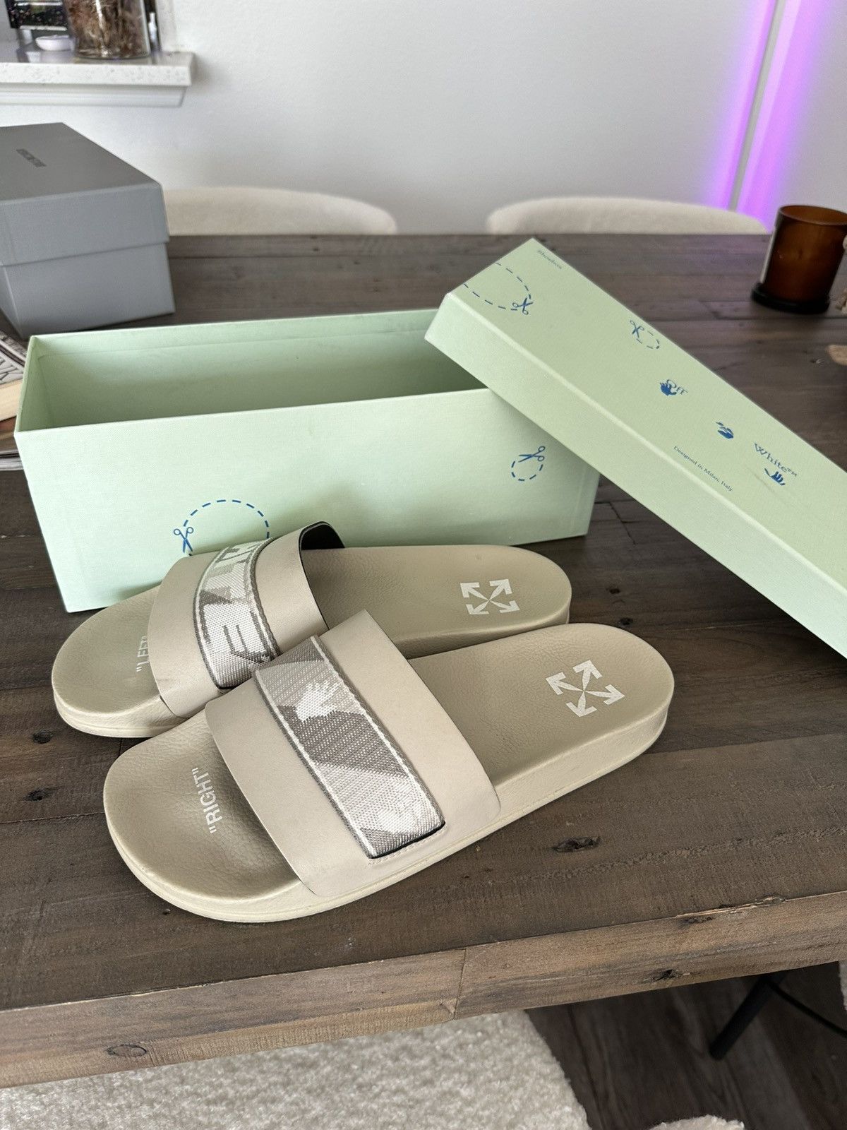 Off-White GRAY OFF-WHITE SLIDES Size US 11 / EU 44 - 1 Thumbnail