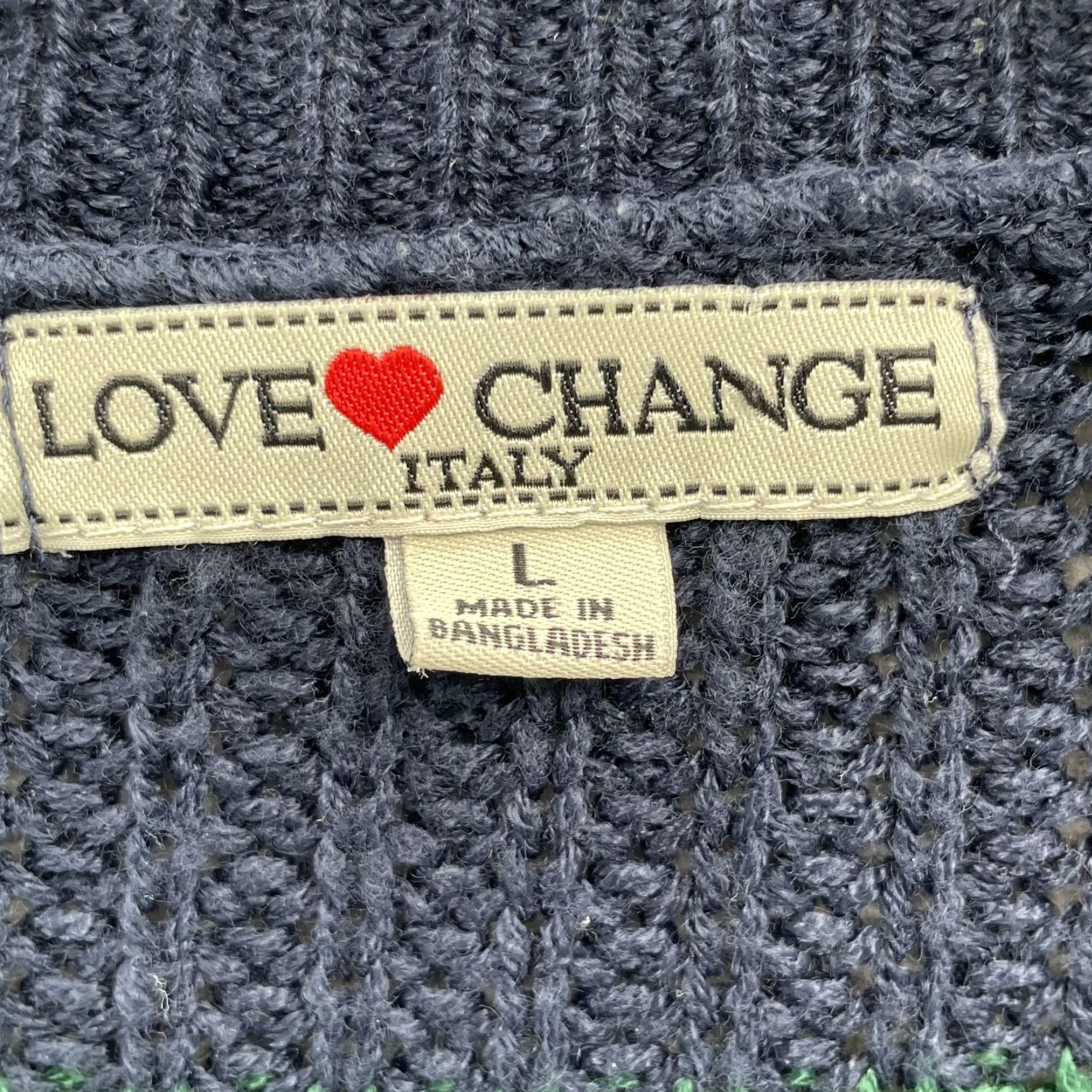 Changes Love Change Italy Cardigan Women’s Large Green Blue Grunge Academia Y2K Preppy Vintage No Size L / US 10 / IT 46 - 2 Thumbnail