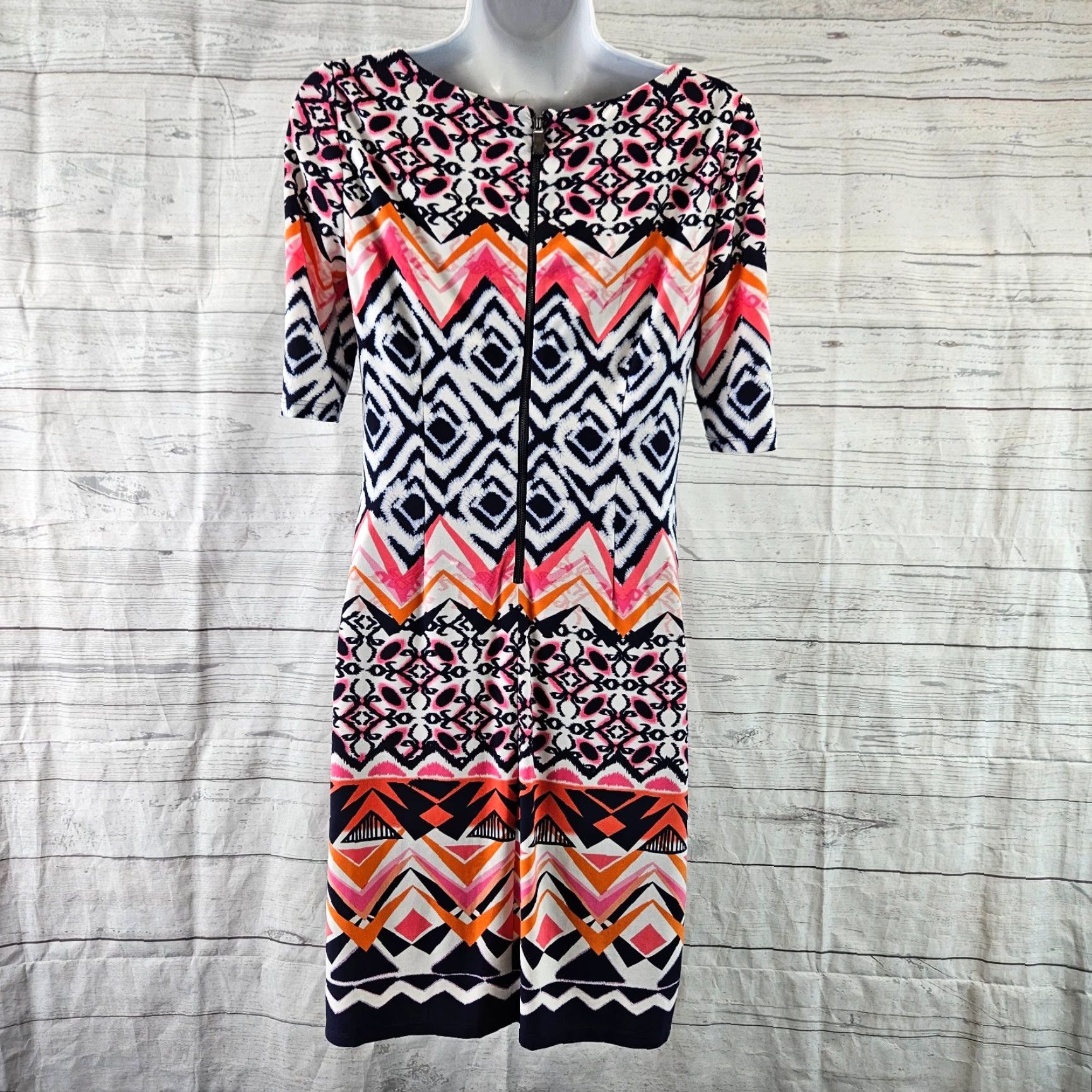 Vince Camuto Vince Camuto Womens Dress Sz 2 Pink Printed Half Sleeve Polyester Blend Short Vintage No Size XS / US 0-2 / IT 36-38 - 4 Thumbnail