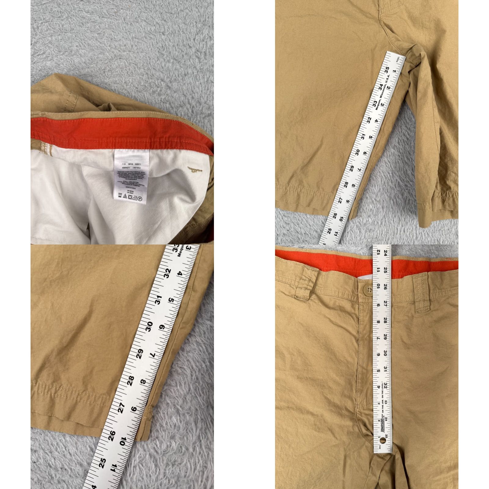 Vintage Columbia Men Shorts 38 Beige Chino 100% Cotton Zip Fly 38x10 Casual Travel Size US 38 / EU 54 - 8 Thumbnail