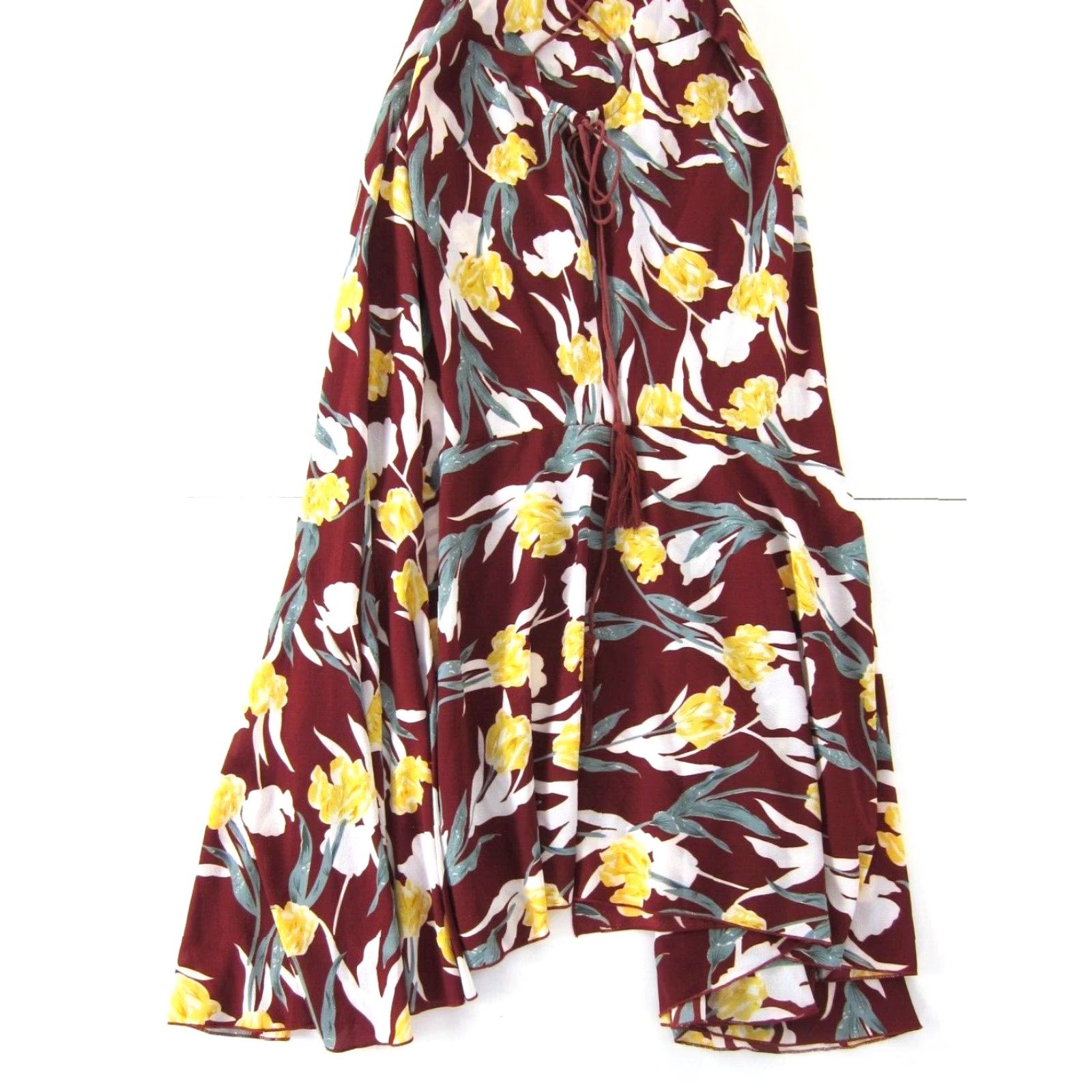 Vintage Nightwalker Floral Maxi Tank Dress L Nightwalker Rayon Red Green Yellow High Neck Long Large Adult Women Size L / US 10 / IT 46 - 6 Thumbnail