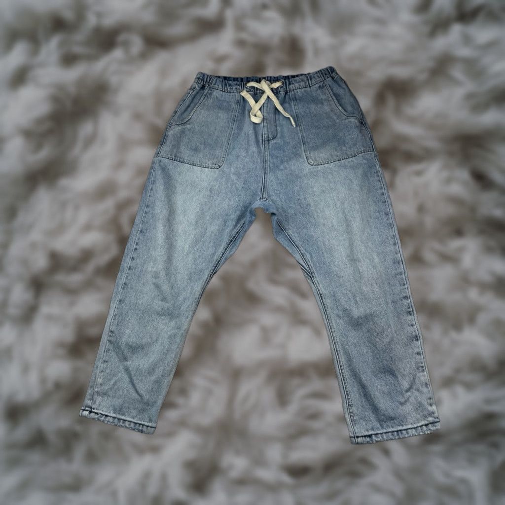 Vintage One Teaspoon Jeans Drop Cloth Harem Prison Pants Solid Blue Medium Women’s Regular Size M Waist 32 Inseam 25 Denim Cotton Blend Size 32" / US 10 / IT 46 - 1 Thumbnail