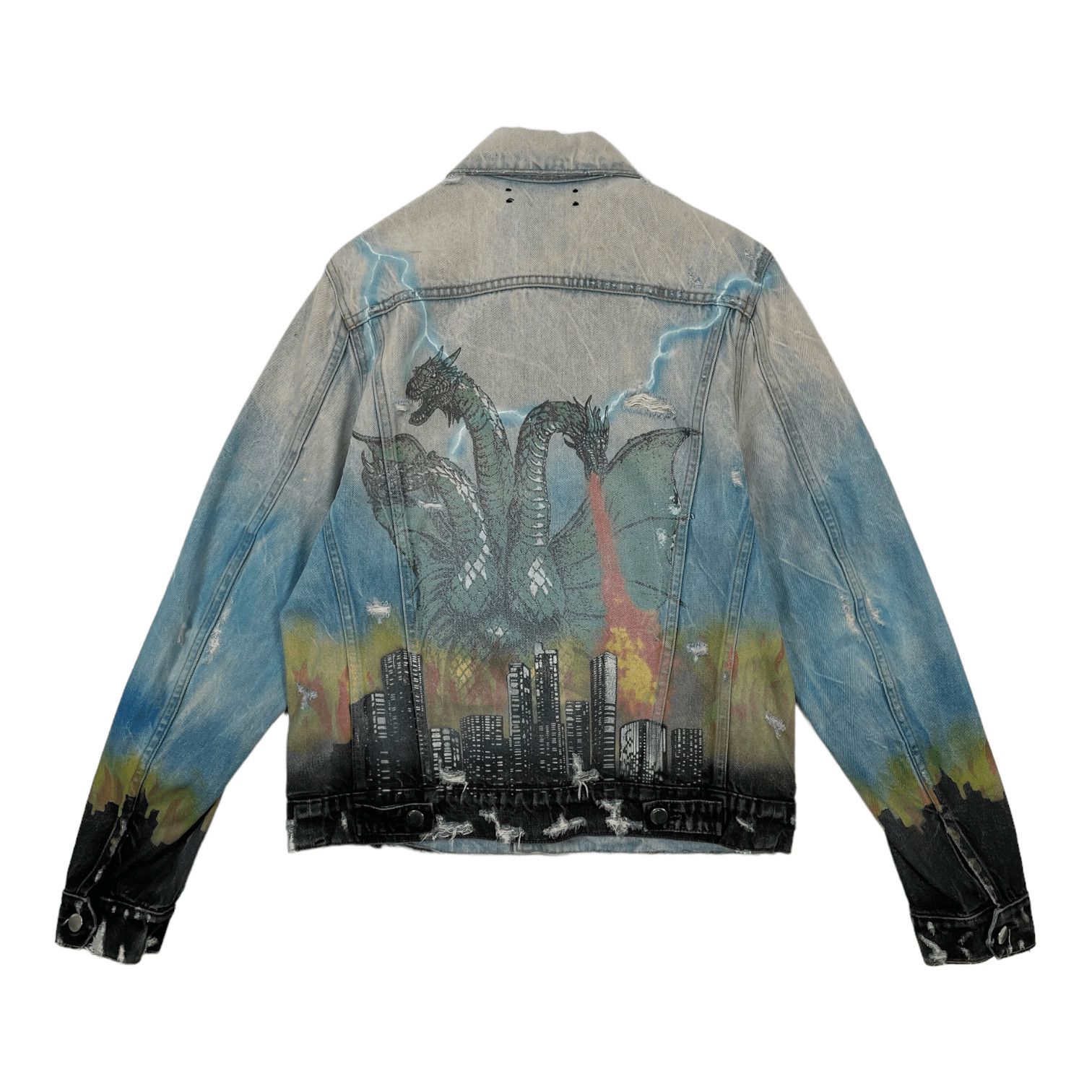 Amiri Amiri City Dragon Graphic Print Denim Trucker Jacket Classic Grailed