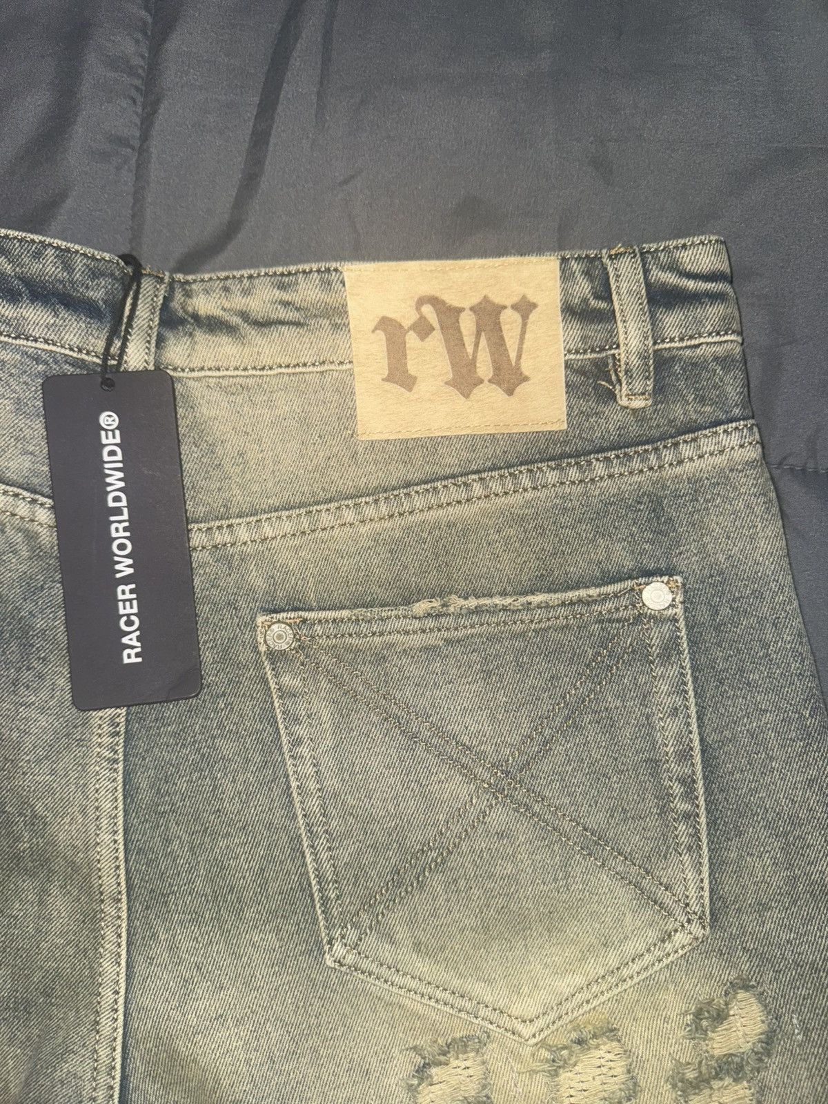 Racer Worldwide Racer Worldwide blue distressed denim jeans Size US 34 / EU 50 - 6 Thumbnail