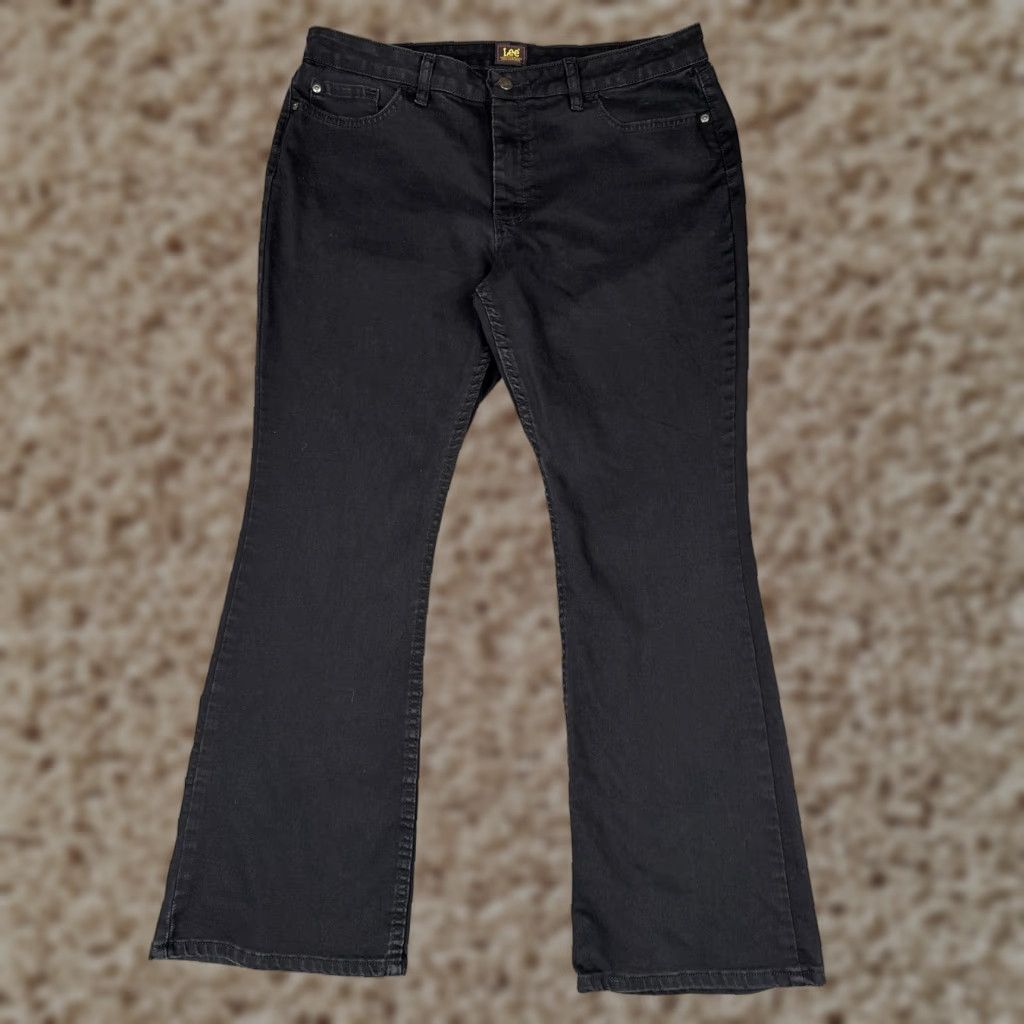 Lee Lee Jeans Womens 14 S Black Bootcut Dark Wash Mid Rise Stretch Cotton 34x28 Jeans Womens Regular 90s Vintage No Size 36" / US 14 / IT 50 - 1 Thumbnail