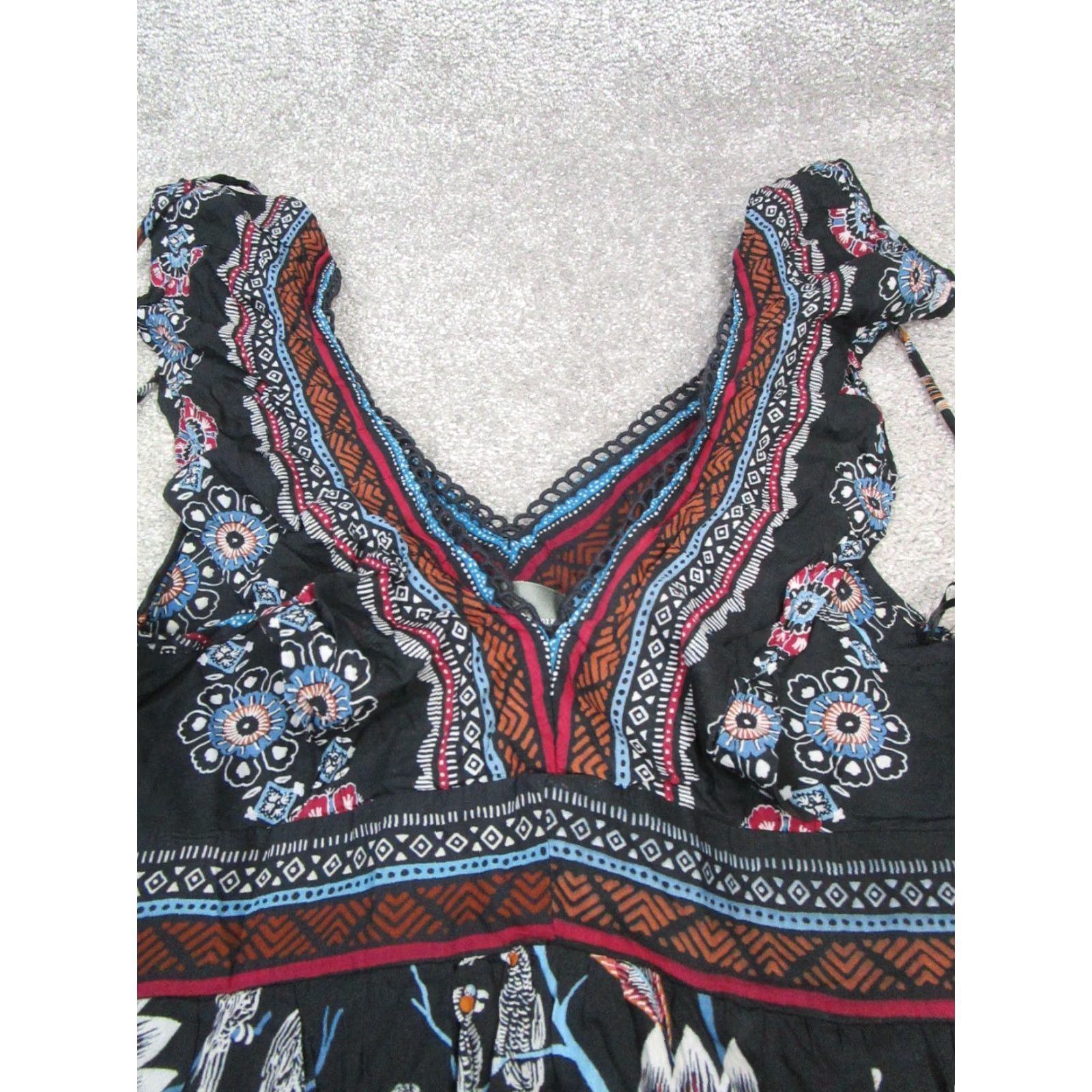 Anthropologie Anthropologie Dress Blouson Womens S Black Cotton Blend Geometric Sleeveless V-Neck Pullover Casual Short Dress Size S / US 4 / IT 40 - 2 Thumbnail