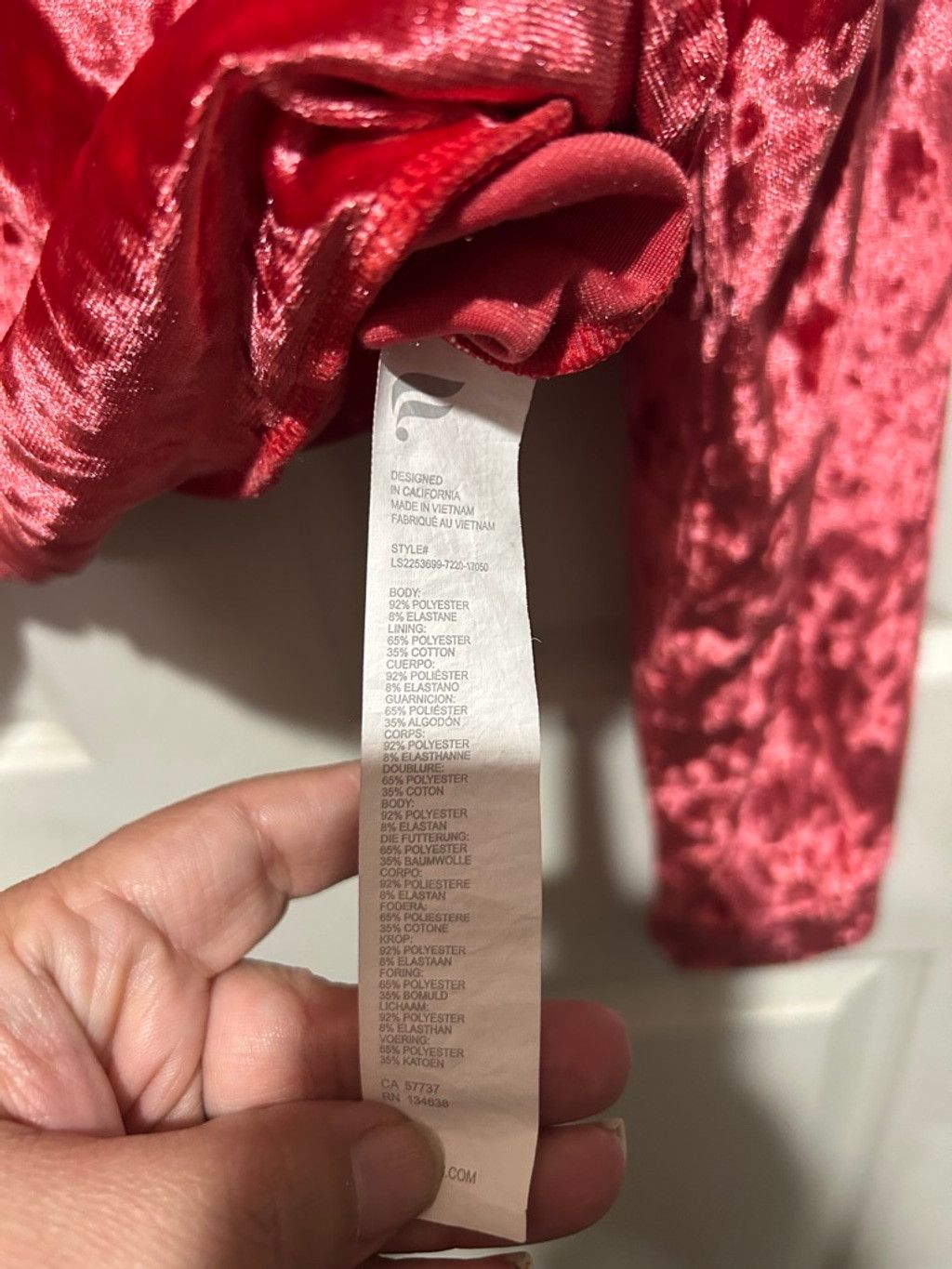 Fabletics Women's Fabletics Red Crushed Velvet Full-Zip Hoodie L Size L / US 10 / IT 46 - 5 Thumbnail