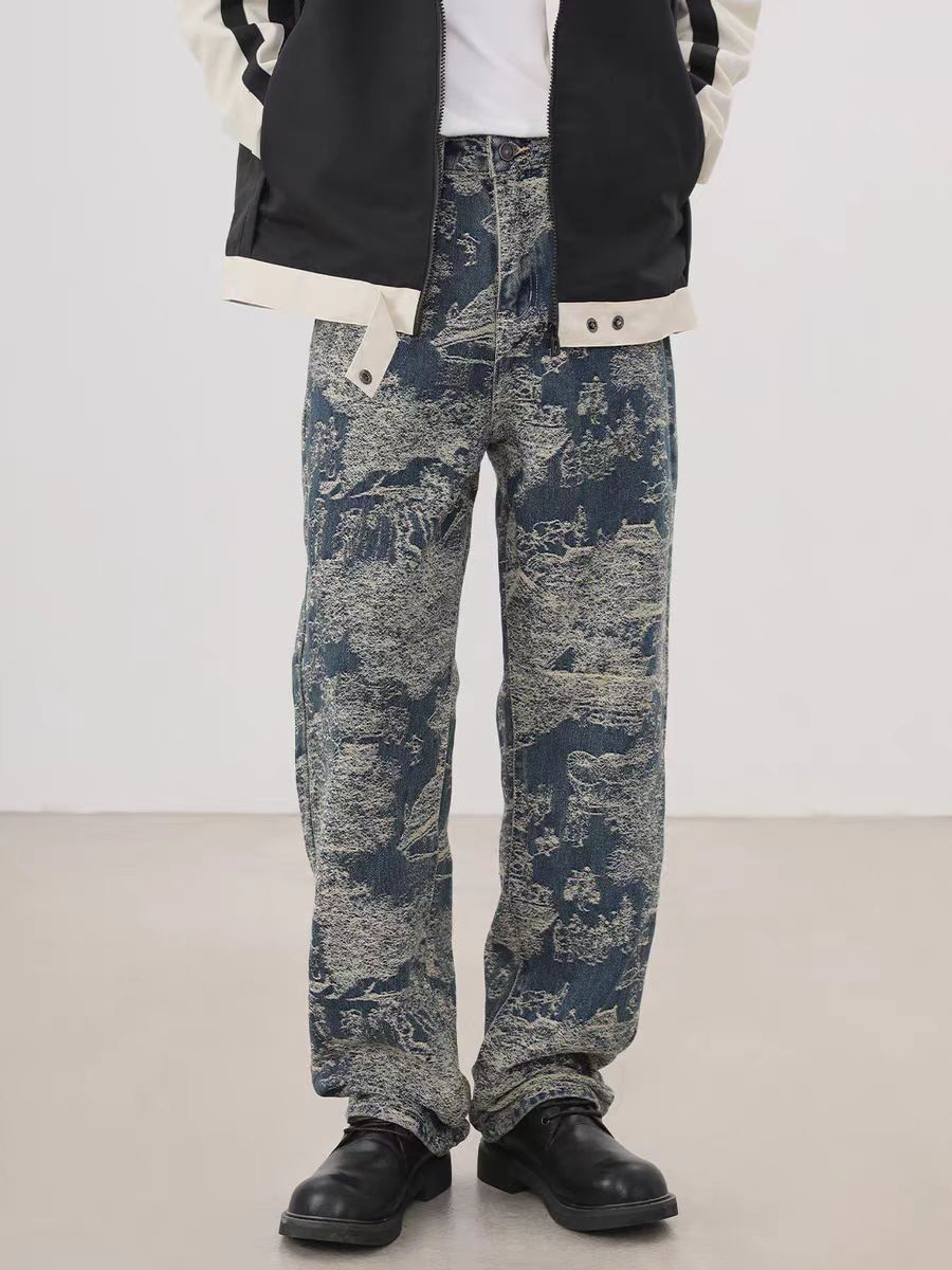 Japanese Brand × Vintage Hip Hop Street Personalized Design Jacquard Jeans Size US 34 / EU 50 - 1 Thumbnail