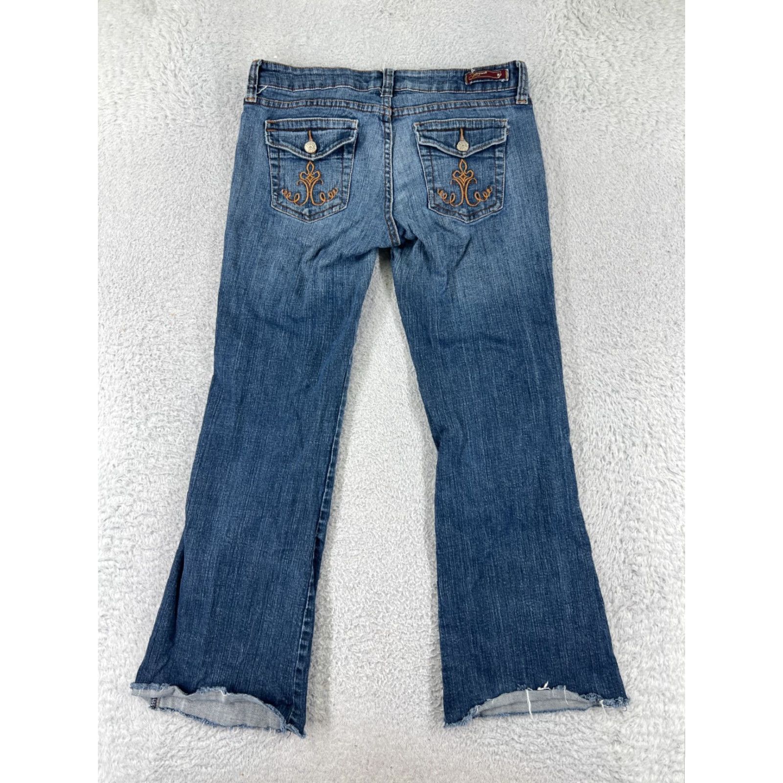 Vintage VINTAGE Underground Soul Jeans Women 9 Blue Denim Flare Raw Hem Embroidered Cotton Denim Jeans Womens 90s USA Size 30" / US 8 / IT 44 - 2 Thumbnail