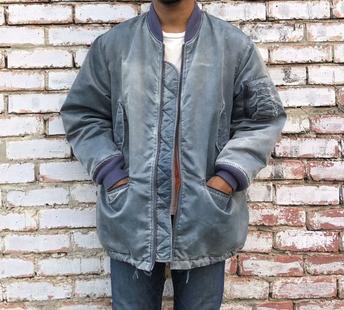 Vintage Vintage Air Force Sun Faded Intermedjate Ma-1 Parka Jacket Size US L / EU 52-54 / 3 - 4 Thumbnail