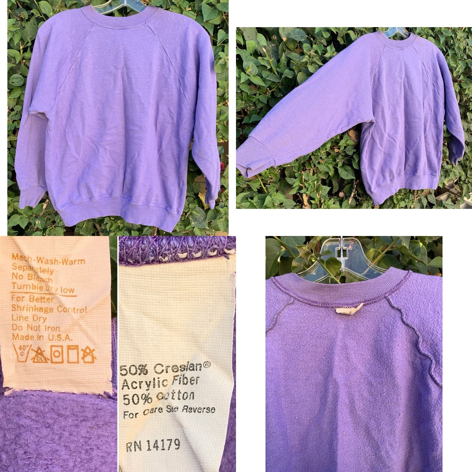 Tultex VINTAGE Tultex Sweatshirt Raglan Long Sleeve Pullover S Unisex Adults Purple Cotton Blend 50% Creslan 50% PULLOVER USA 1990s? Lavender Purple Soap? Size US S / EU 44-46 / 1 - 8 Thumbnail