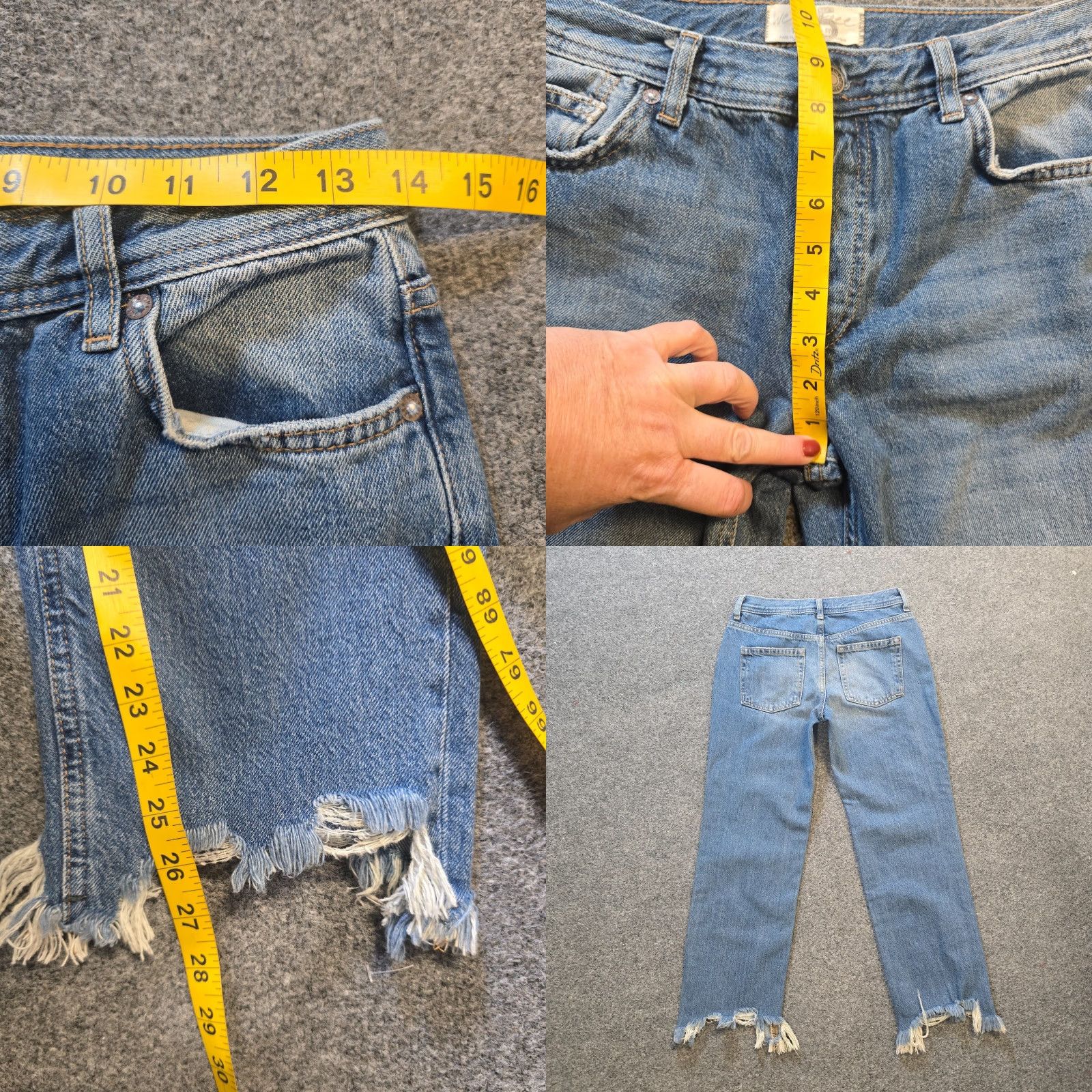 Free People Free People Jeans Womens Size 25 Blue Distressed Straight Leg Raw Hem Cropped Size 42" / US 20 - 8 Thumbnail